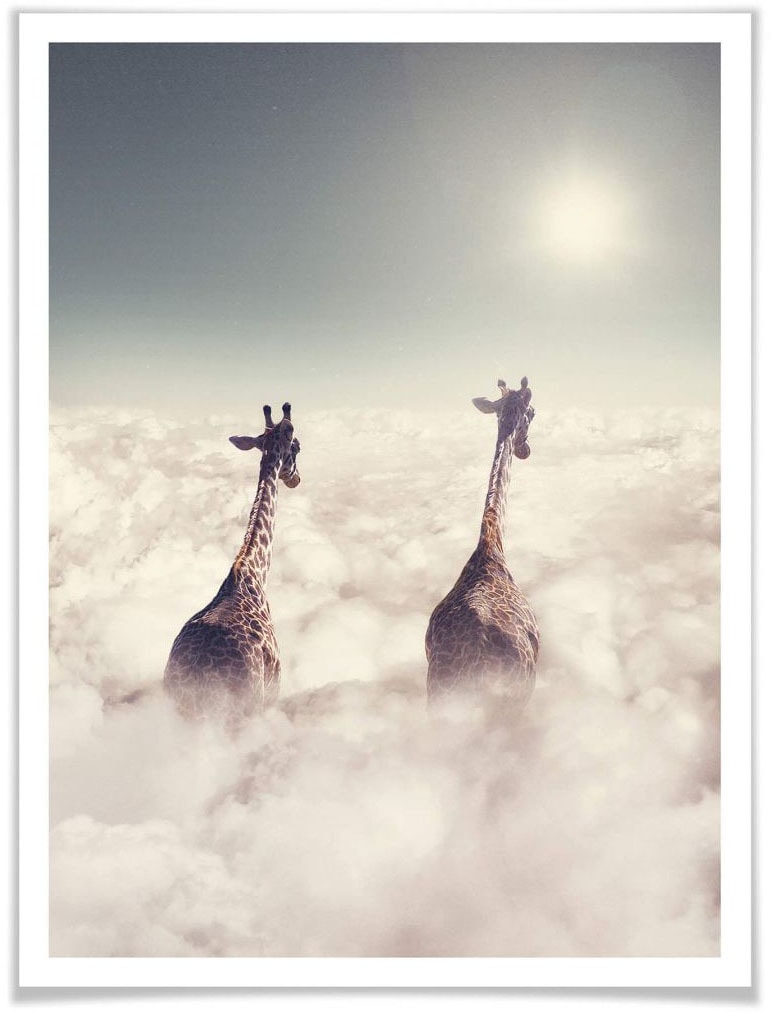 Wall-Art Poster den (1 in Giraffen BAUR | St.), Tiere, »Safari Poster, kaufen Wolken«, Wandposter Bild, Wandbild