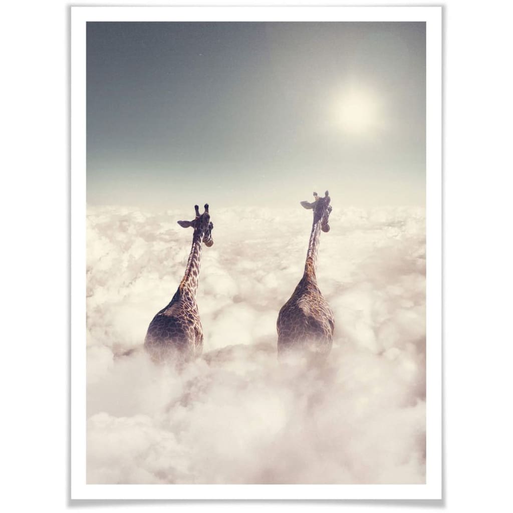 Wall-Art Poster »Safari Giraffen in den Wolken«, Tiere, (1 St.)