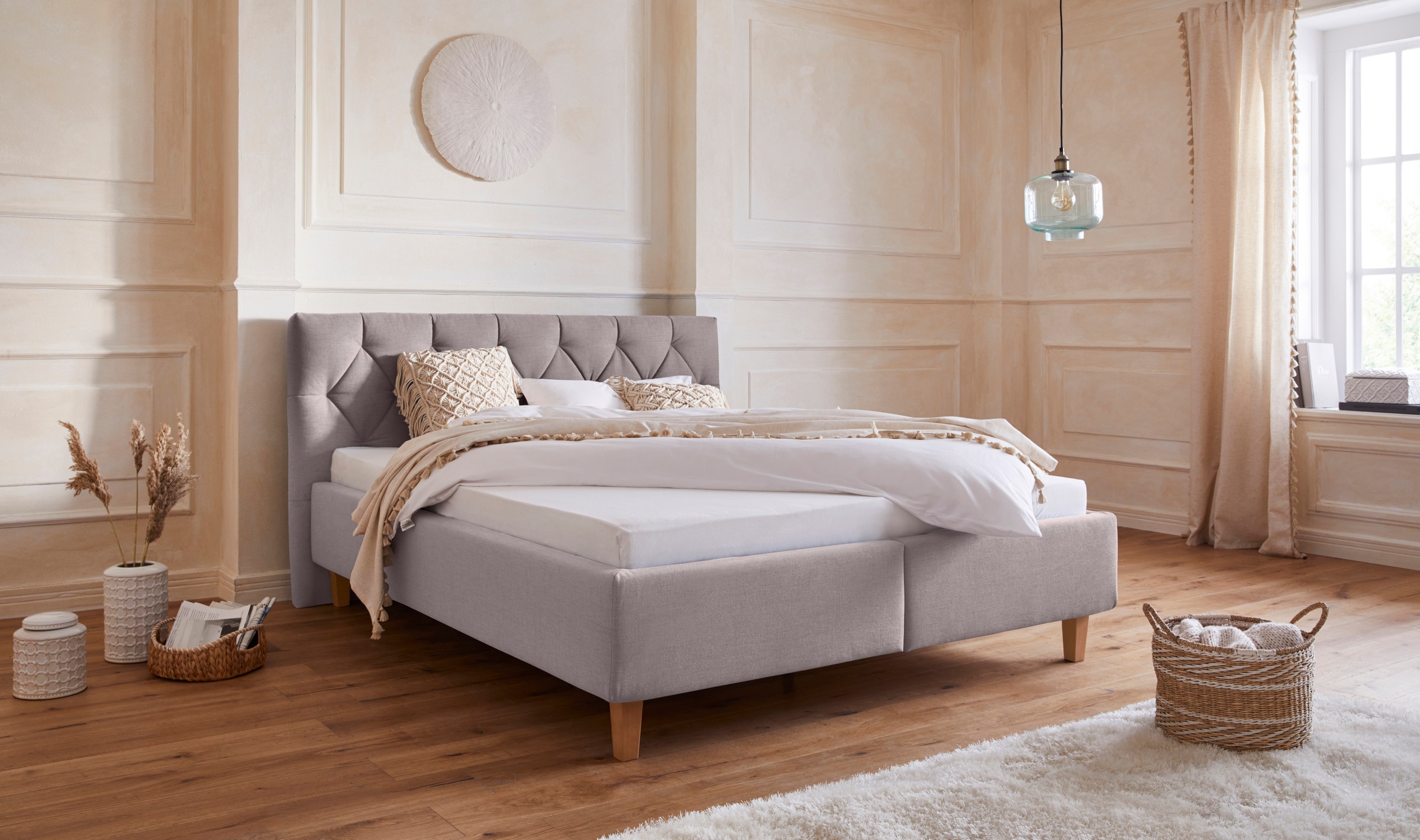 Home affaire Polsterbett "Sunley 100", Kreuzsteppung, Kopfteilhöhe 102 cm, günstig online kaufen