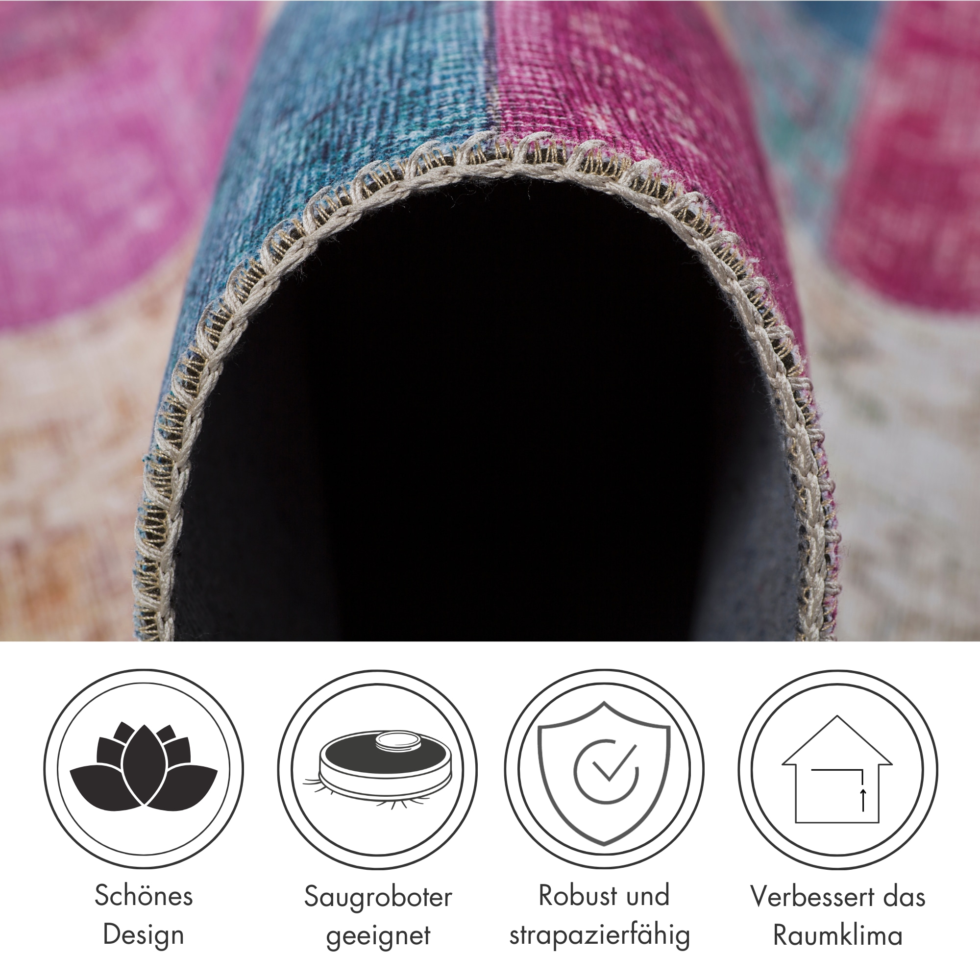 LUXOR living Teppich »Prima 2«, rechteckig, 7 mm Höhe, Kurzflor, Patchwork Muster, Vintage Design, Wohnzimmer