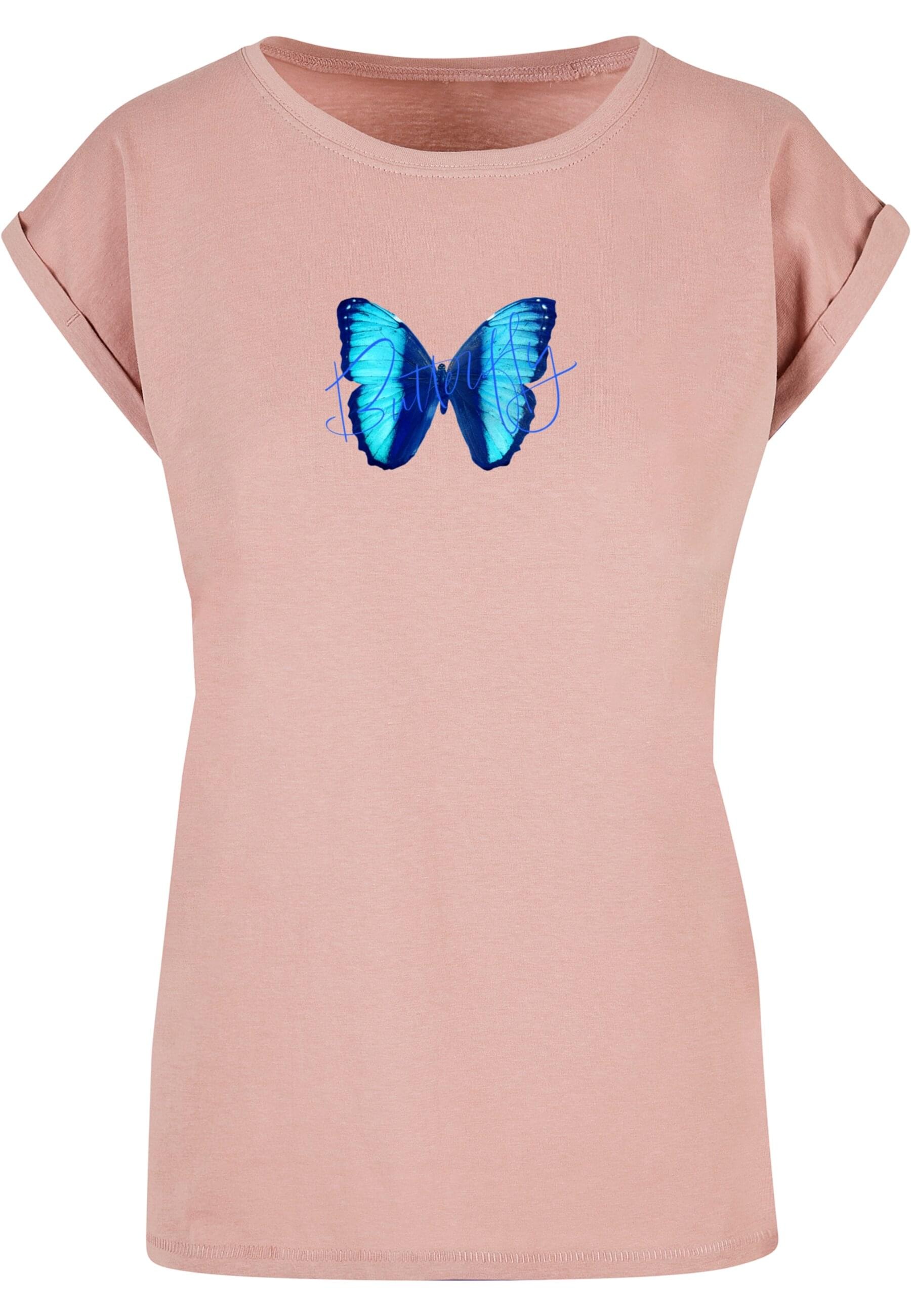 Merchcode T-Shirt "Merchcode Damen Ladies Butterfly Blue Extended Shoulder günstig online kaufen