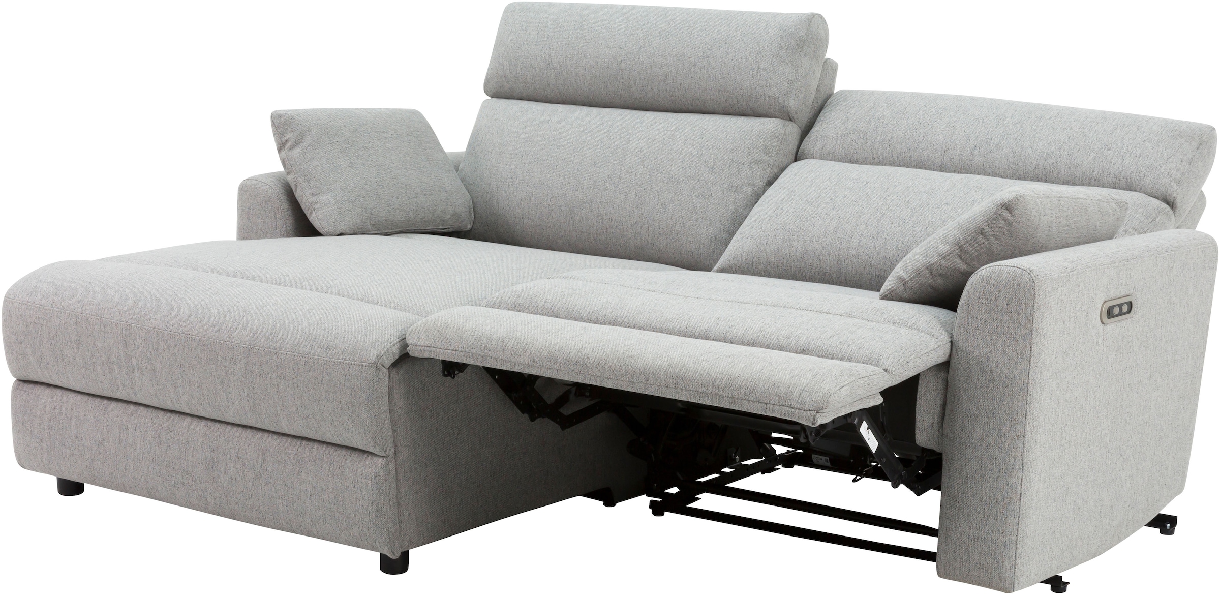 INOSIGN Ecksofa »JENNA, L-Form, 209cm, manuelle u. elektrische Funktion, mit USB A/C,«, Liegefunktion 105°-150°, Federkern, Struktur fein