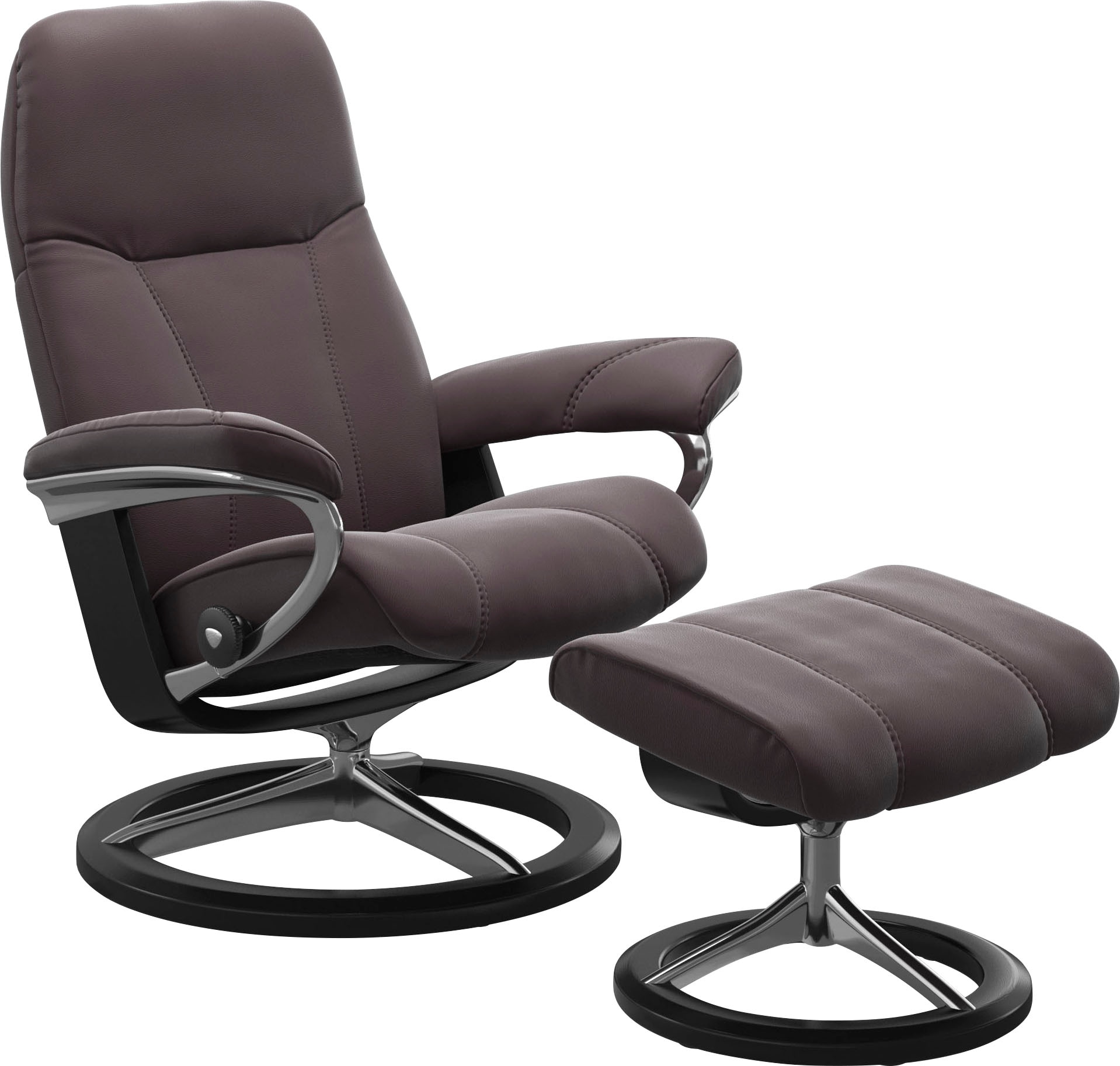 Stressless Relaxsessel "Consul" Set, Relaxsessel mit Hocker, mit Hocker, mit Signature Base, Größe M, Gestell Schwarz