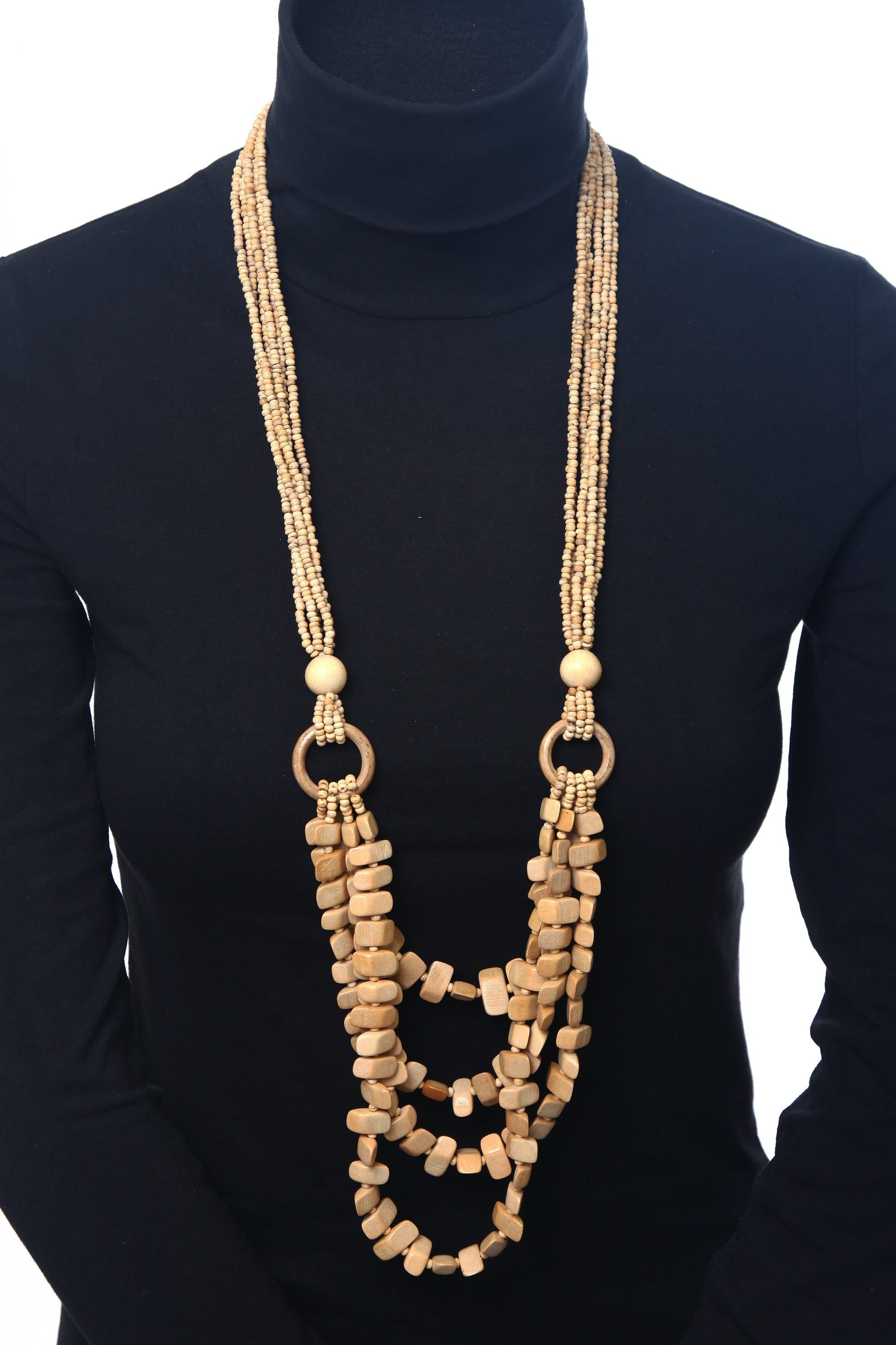 COLLEZIONE ALESSANDRO Lange Kette »Rike«, mit Holzperlen