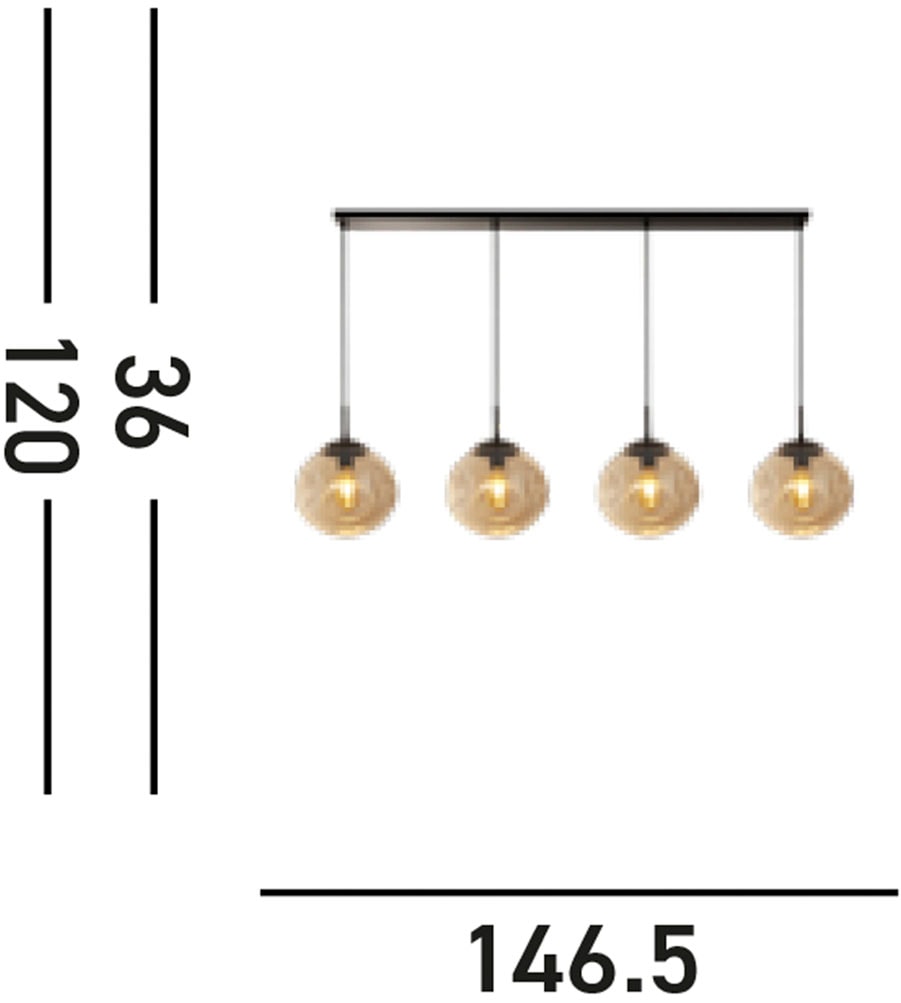 Searchlight Hängeleuchte »Hängeleuchte Punch, 4-flammig« E27 1 Stk. Mundgeblasenes Glas