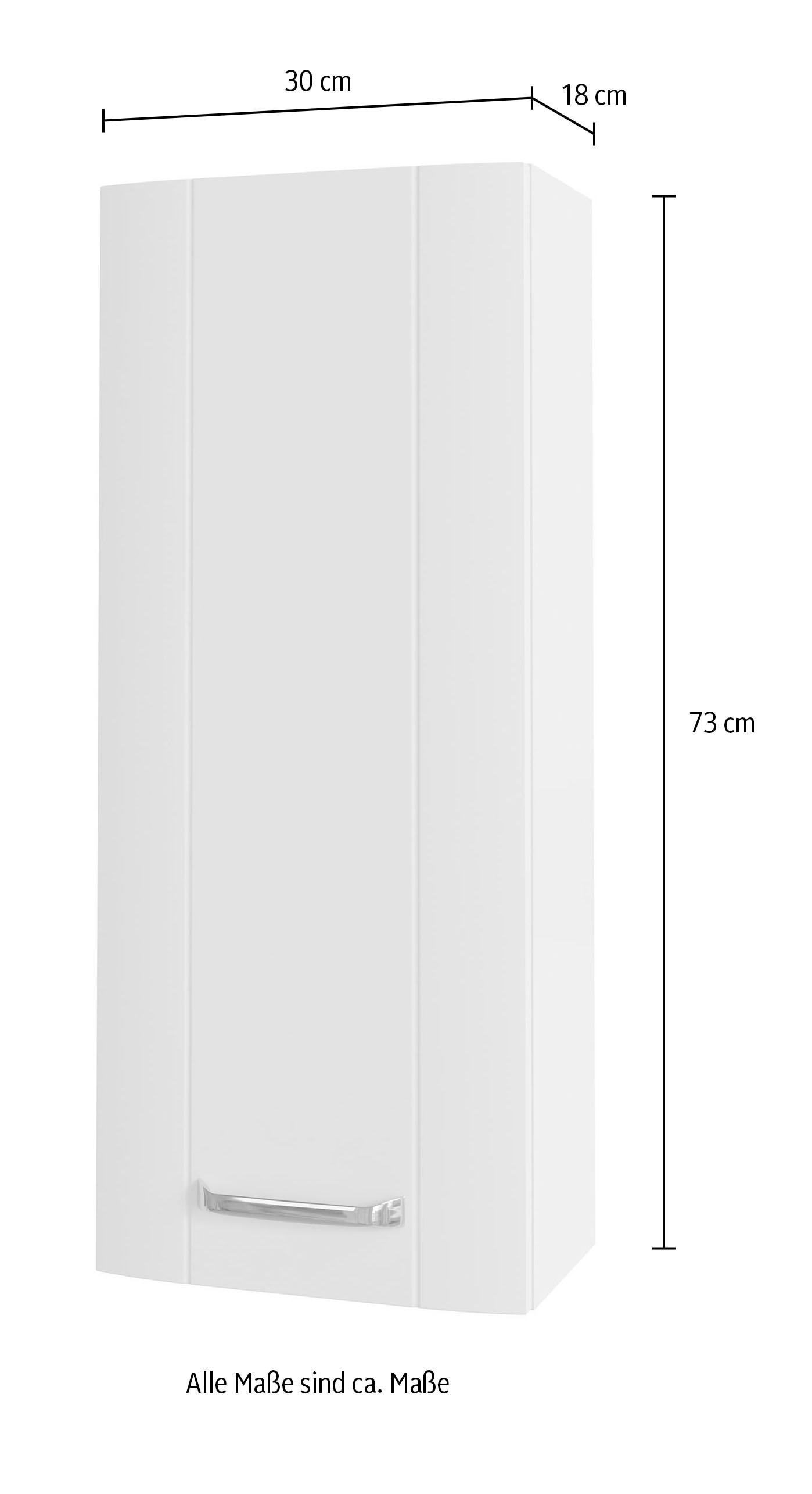 Saphir Hängeschrank »Hängeschrank Serie 3006 Badschrank 30cm breit,1 Tür,2 Glaseinlegeböden«, Badezimmer-Hängeschrank inkl. Türdämpfer, Wandschrank 73 cm hoch