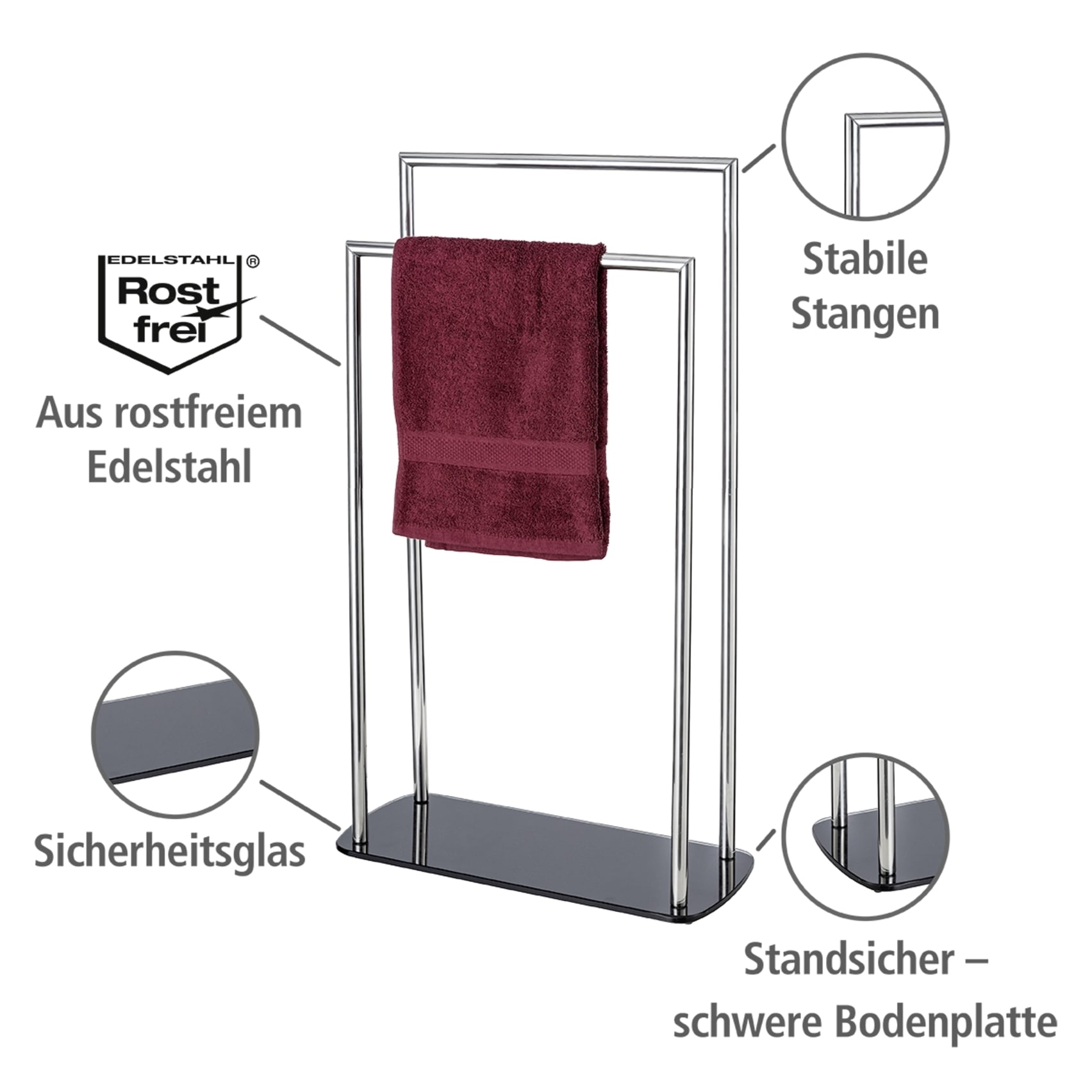 WENKO WC-Garnitur »Ravina« aus Edelstahl | Kunststoff | Sicherheitsglas