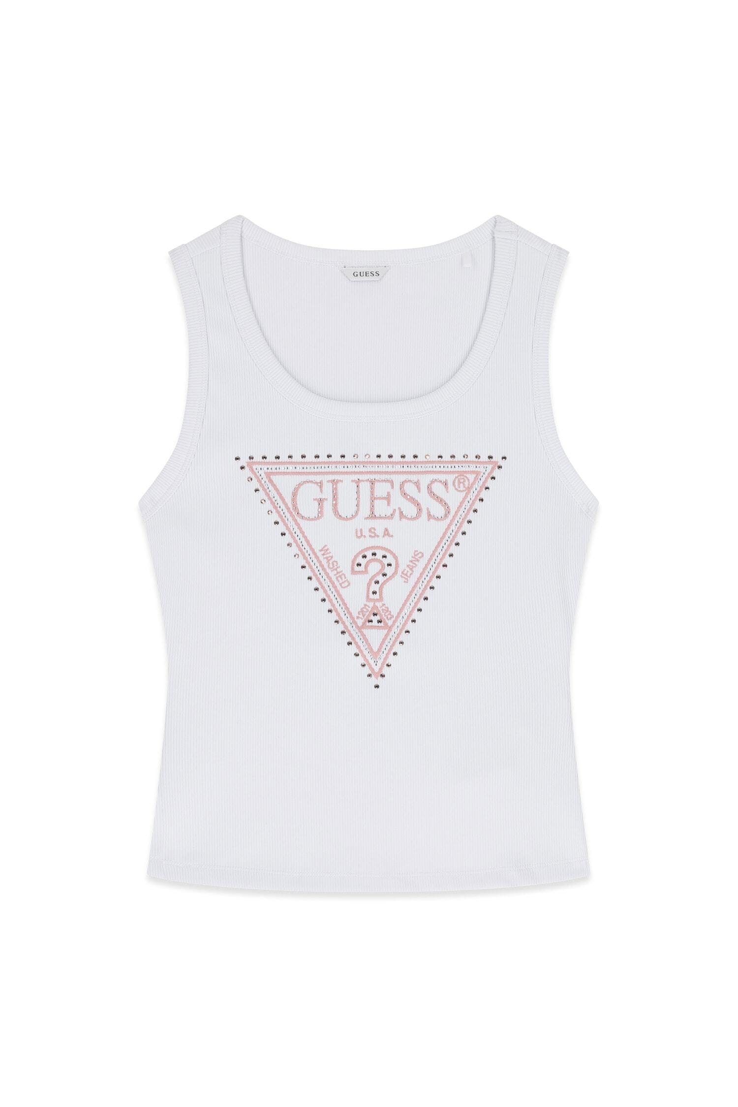 Guess Ripptanktop »SL SAVINA TRIANGLE LOGO TANK« mit Schmucksteinbesatz