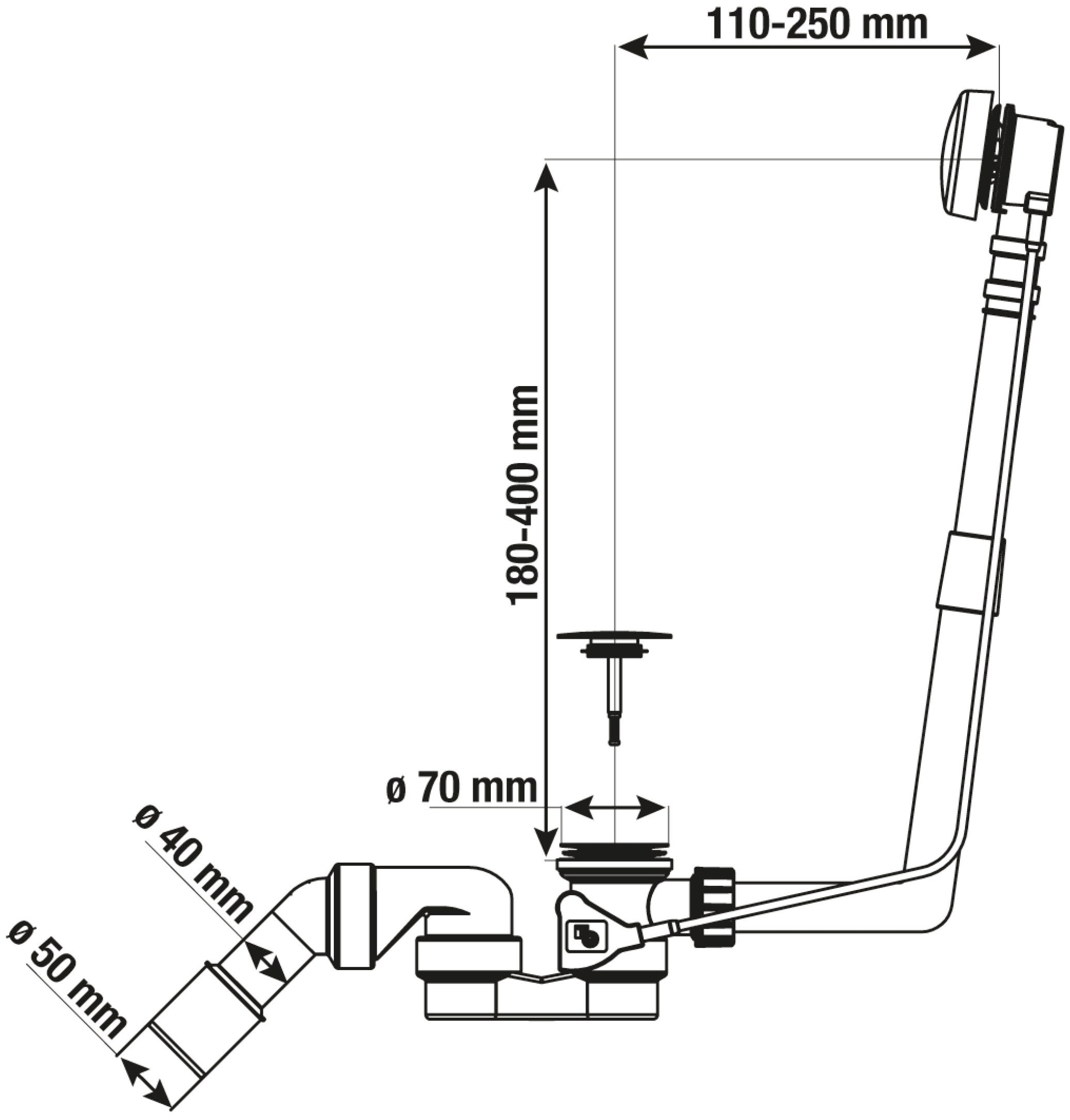 CORNAT Siphon »Wannen – Excenter Ab- und Überlaufgarnitur«, mit flexiblem Überlauf und Geruchverschluss