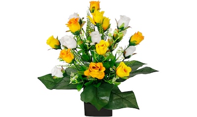 Kunstblume »Rosen-Arrangement im Topf aus Keramik Blumengesteck Dekoblumen«,...