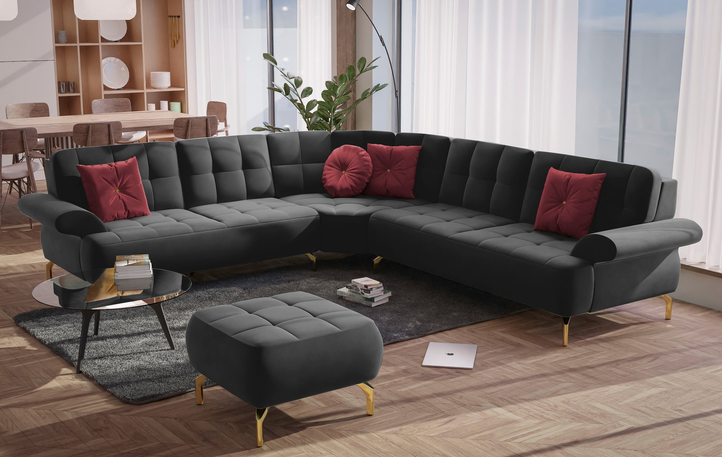 sit&more Ecksofa "Orient 1 V L-Form", inkl. 4 Zierkissen mit Strass-Stein, günstig online kaufen