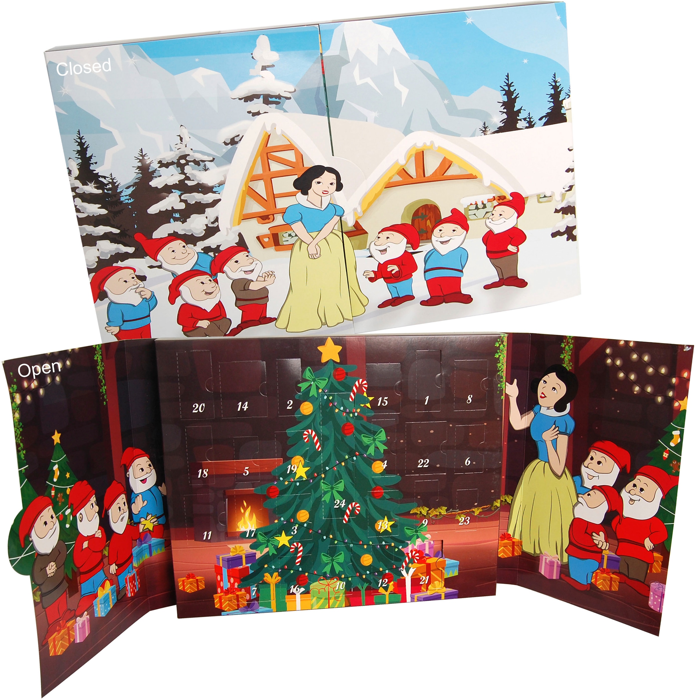 Krebs Glas Lauscha Adventskalender "Schneewittchen und die sieben Zwerge, Weihnachtsdeko", für Erwachsene, Mini Märchen 