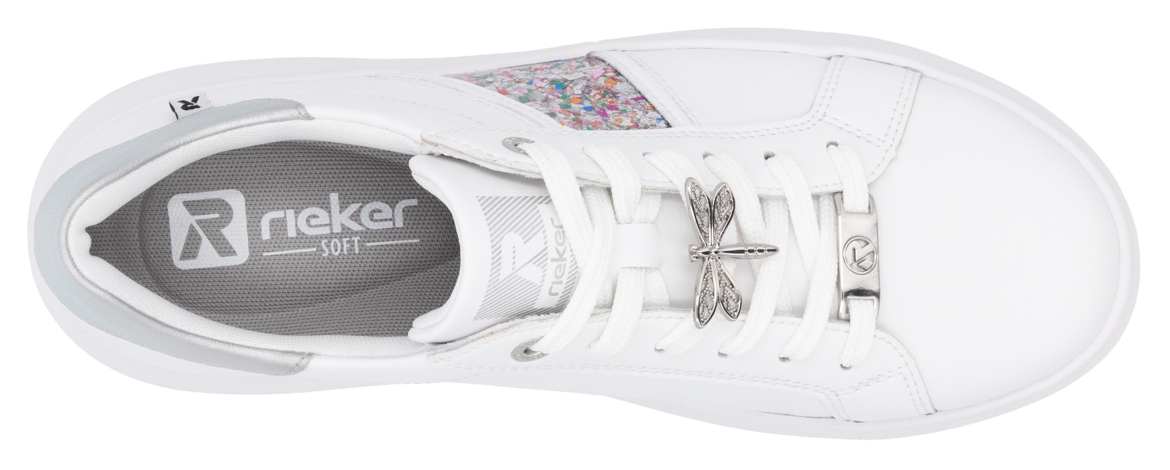 RIEKER Sport Plateausneaker, mit stylischen Metallic-Details, Freizeitschuh, Halbschuh, Schnürschuh