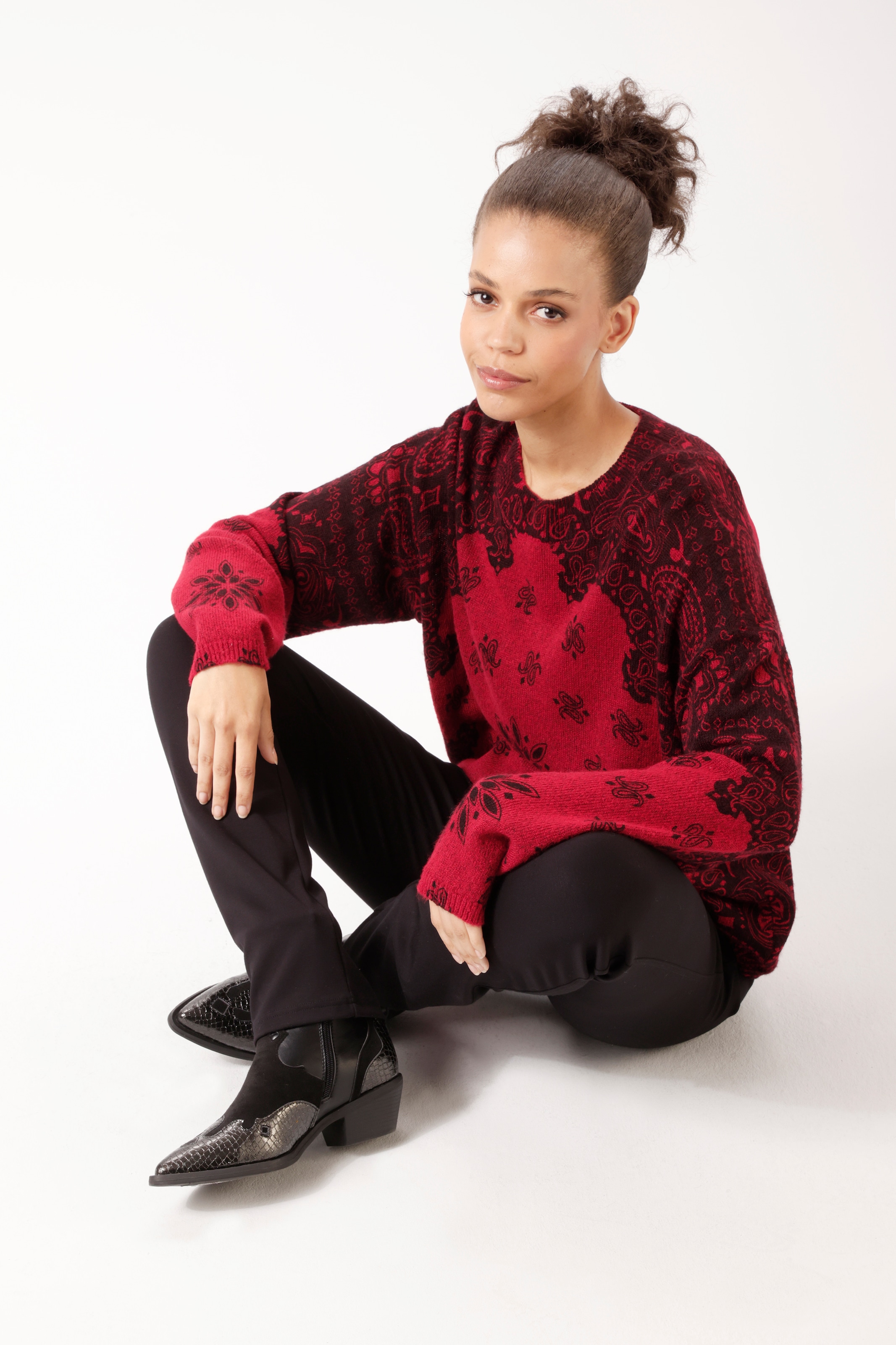 Aniston CASUAL Strickpullover mit fantasievollen Mustern bedruckt - NEUE KOLLEKTION