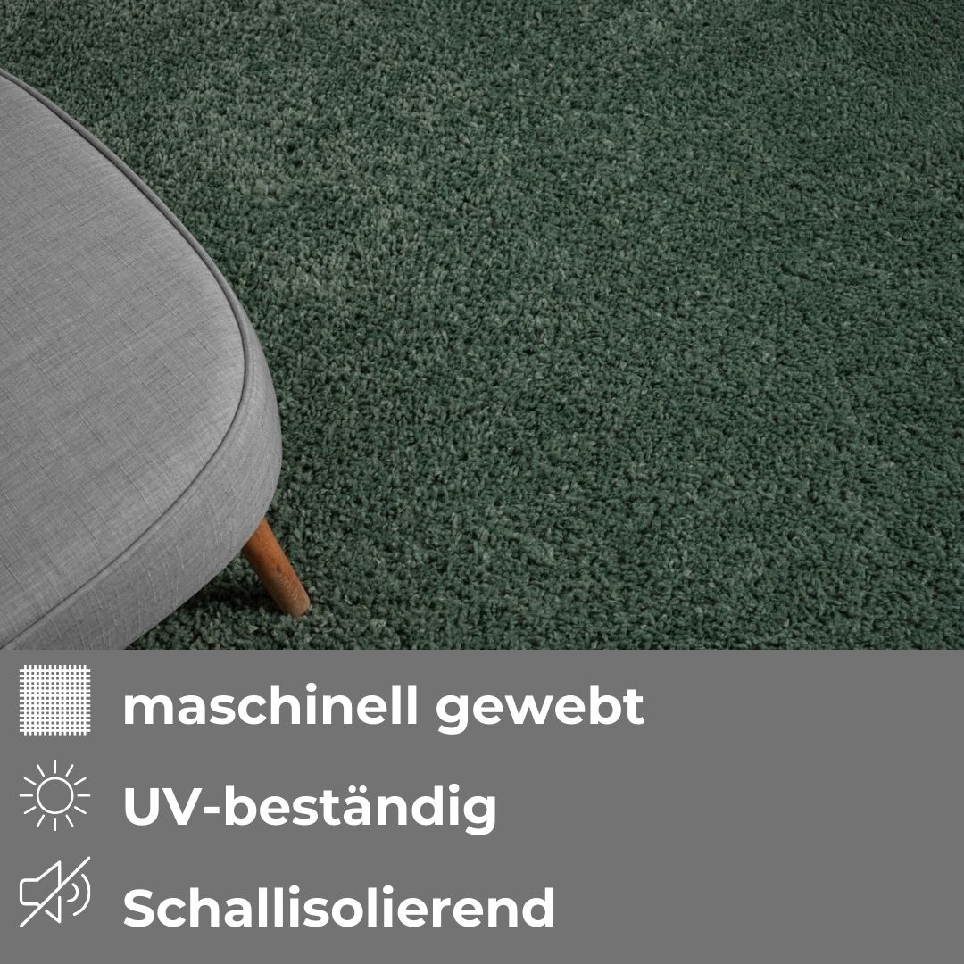 Hochflor-Teppich OTTO HOME "Banji", grün, B:80cm H:37mm L:200cm, Polypropylen (PP), Teppiche, Uni Farben, weich und flauschig, auch als Läufer & in rund erhältlich 3