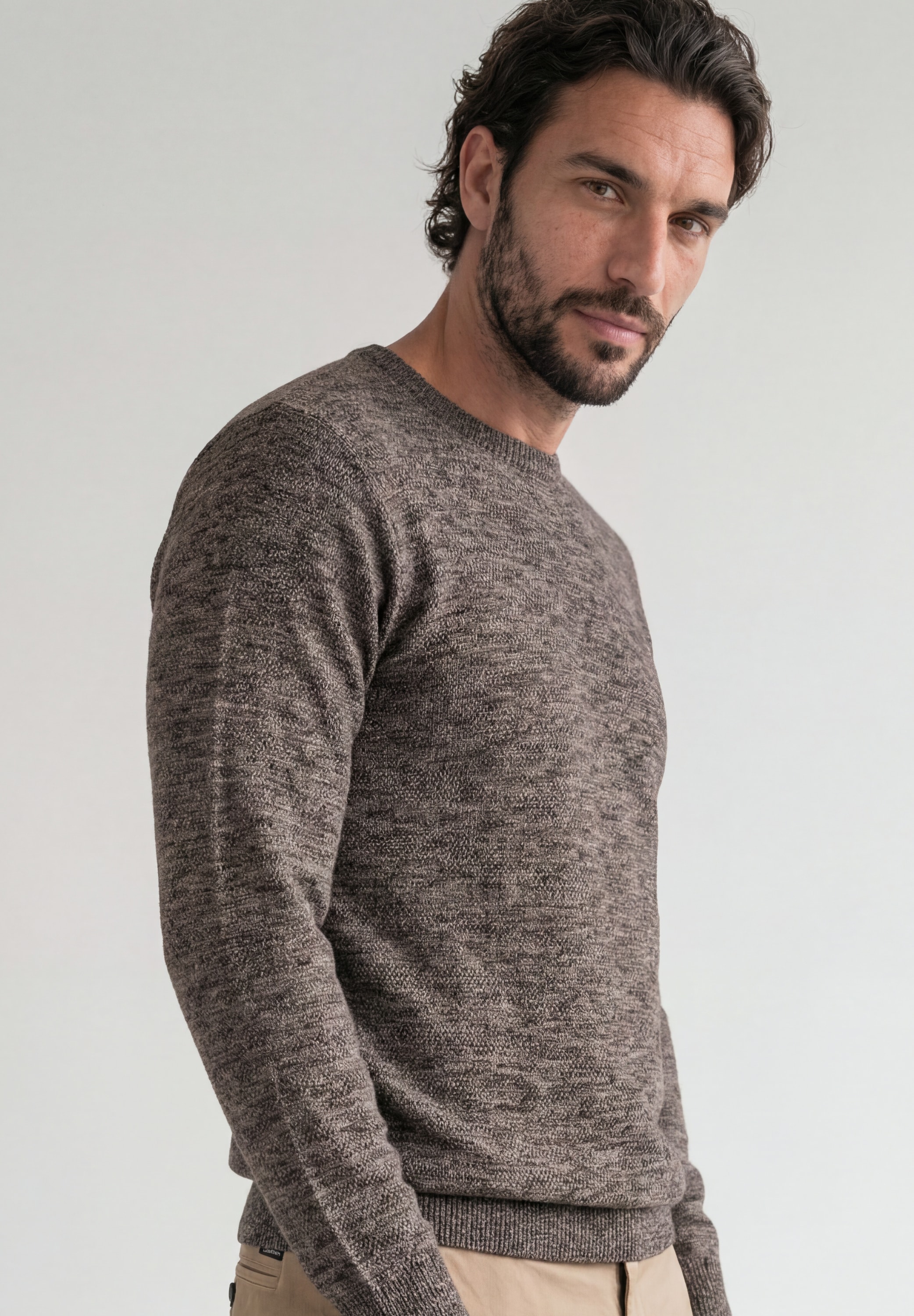 STREET ONE MEN Rundhalspullover aus reiner Baumwolle