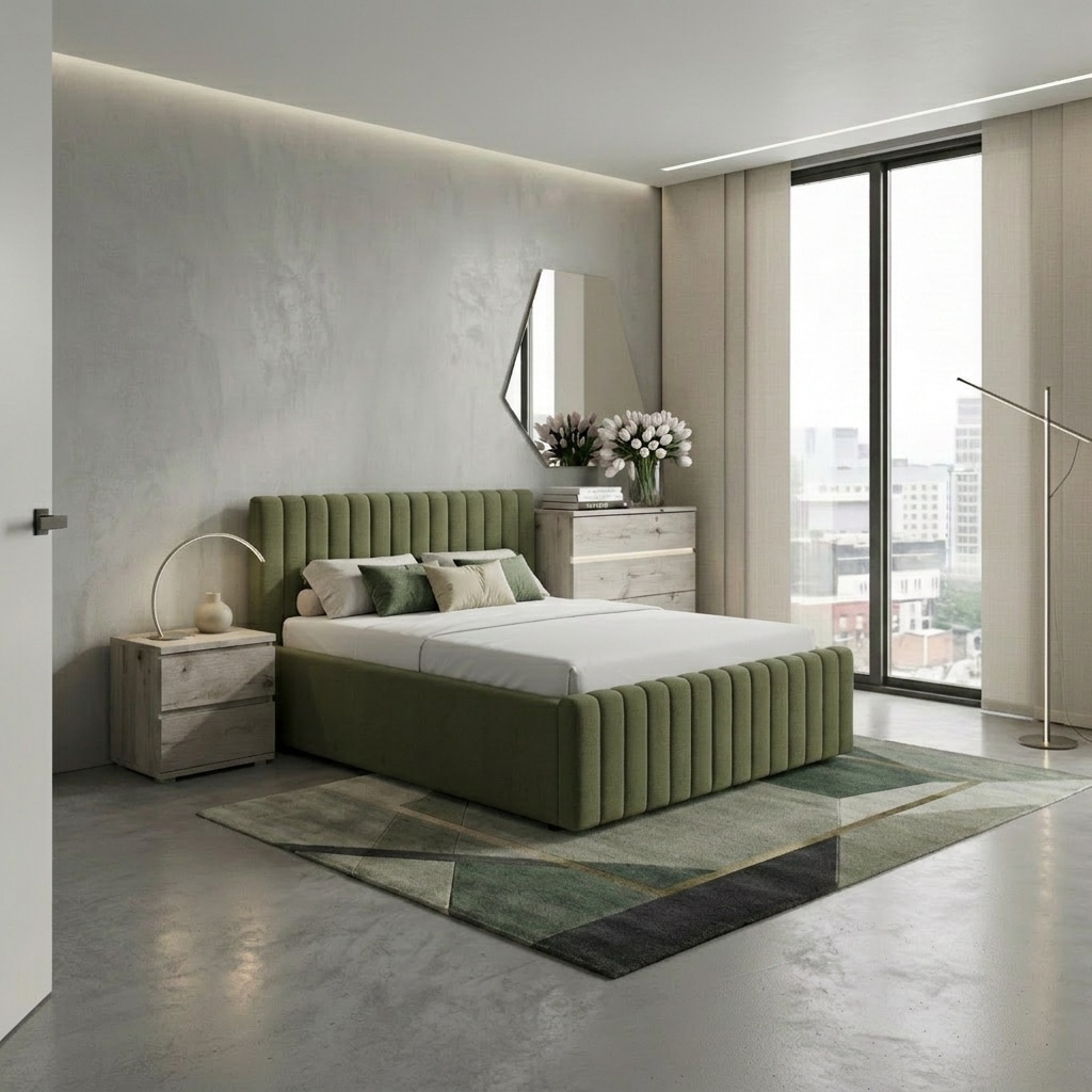 OTTO home Polsterbett "MOIVRE, vertikale Steppung in Rillenoptik, wahlweise mit Bettkasten" Stauraumbett, gepolstertes Kopfteil, ohne Matratze, modernes Design