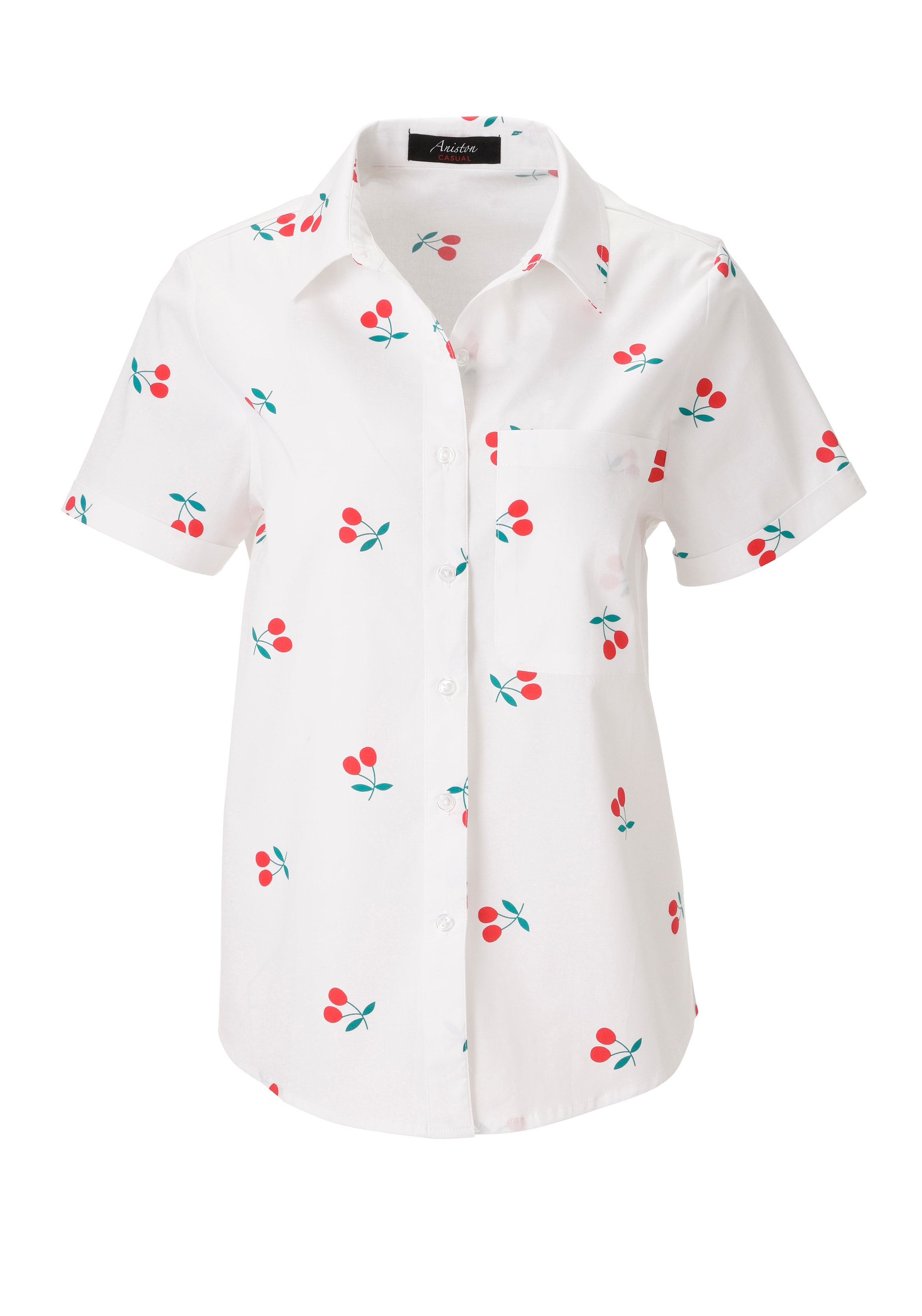 Aniston CASUAL Hemdbluse allover mit grafischen Kirschen bedruckt - NEUE KOLLEKTION