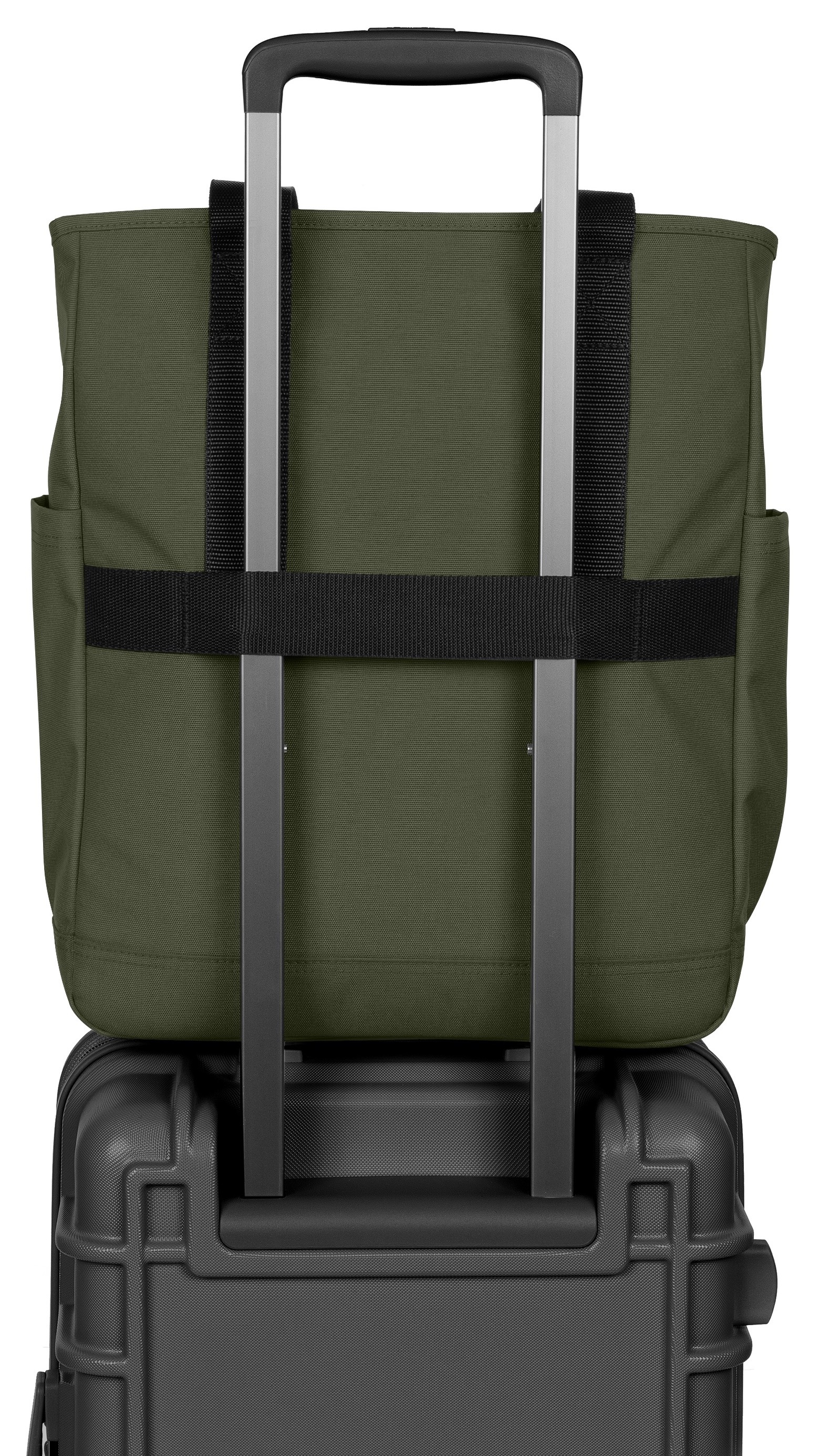 Eastpak Schultertasche »TOTE POCKET Black« , Tote Bag, Shopper mit Trolleyriemen zur Befestigung am Reißegepäck