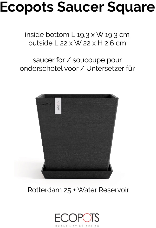 ECOPOTS Topfuntersetzer »Quadratisch 25 Dunkelgrau«, für innen und außen: frostsicher, bruchsicher und lichtbeständig