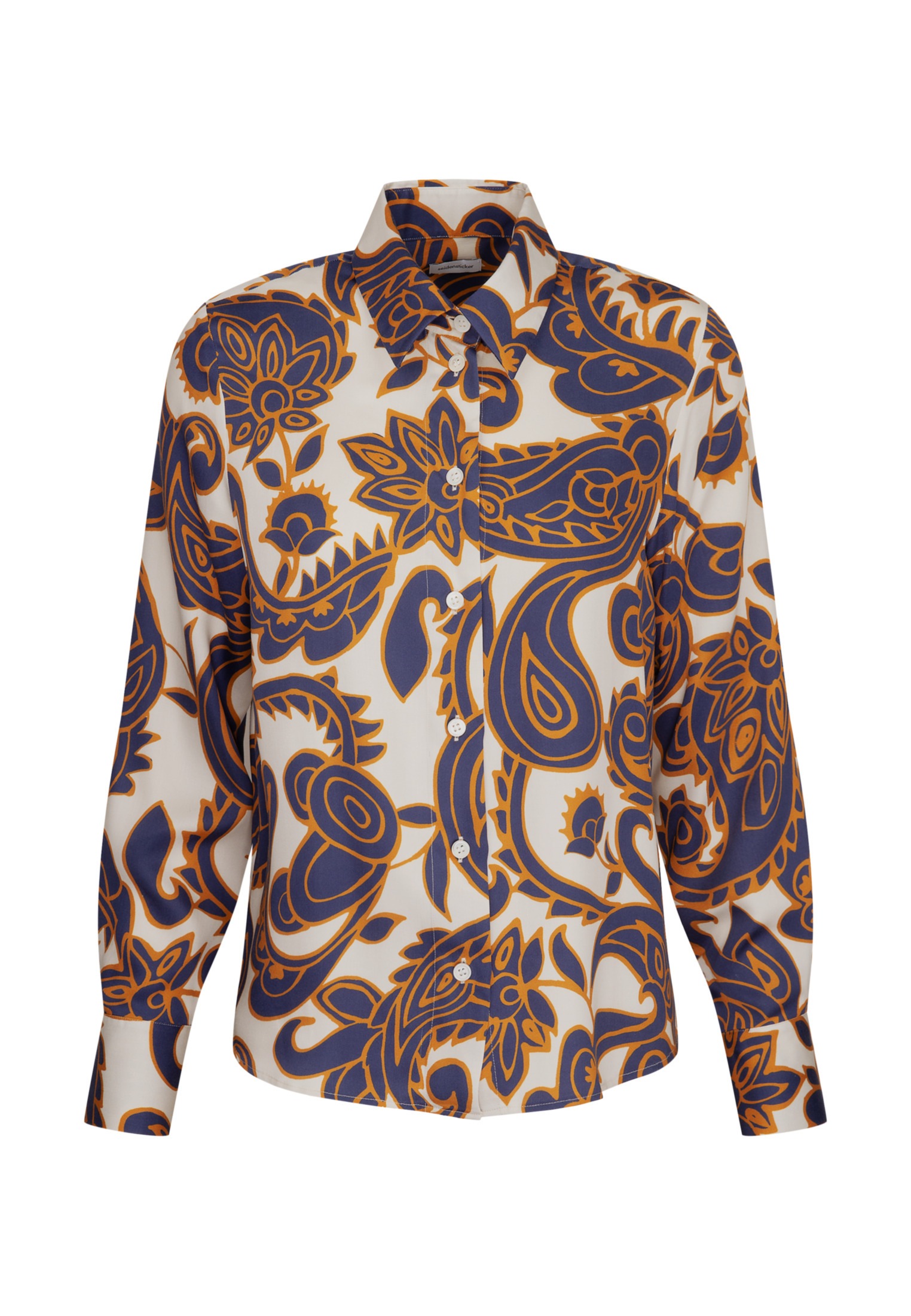 seidensticker Hemdbluse »Schwarze Rose«, Langarm Kragen Paisley