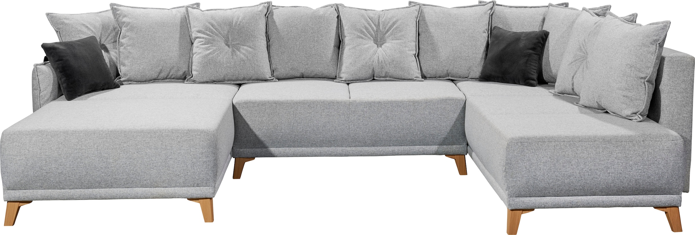 ED EXCITING DESIGN Wohnlandschaft »Pamplona U-Form«, mit Bettfunktion, Bettkasten & Zierkissen