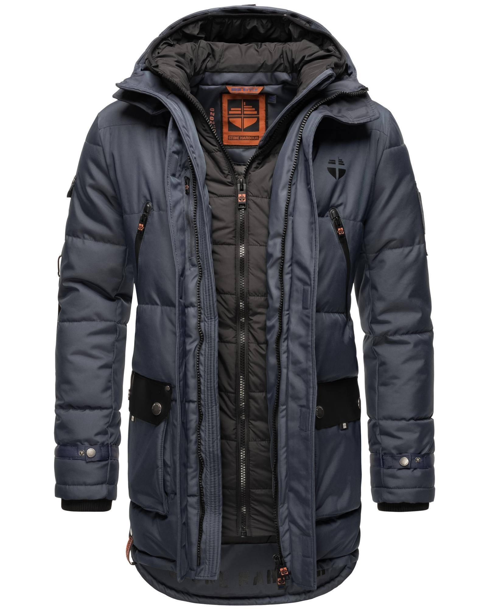 Stone Harbour Winterjacke »Tahaa«, mit Kapuze, Warm gefütterter Herren Wintermantel mit doppelter Kapuze