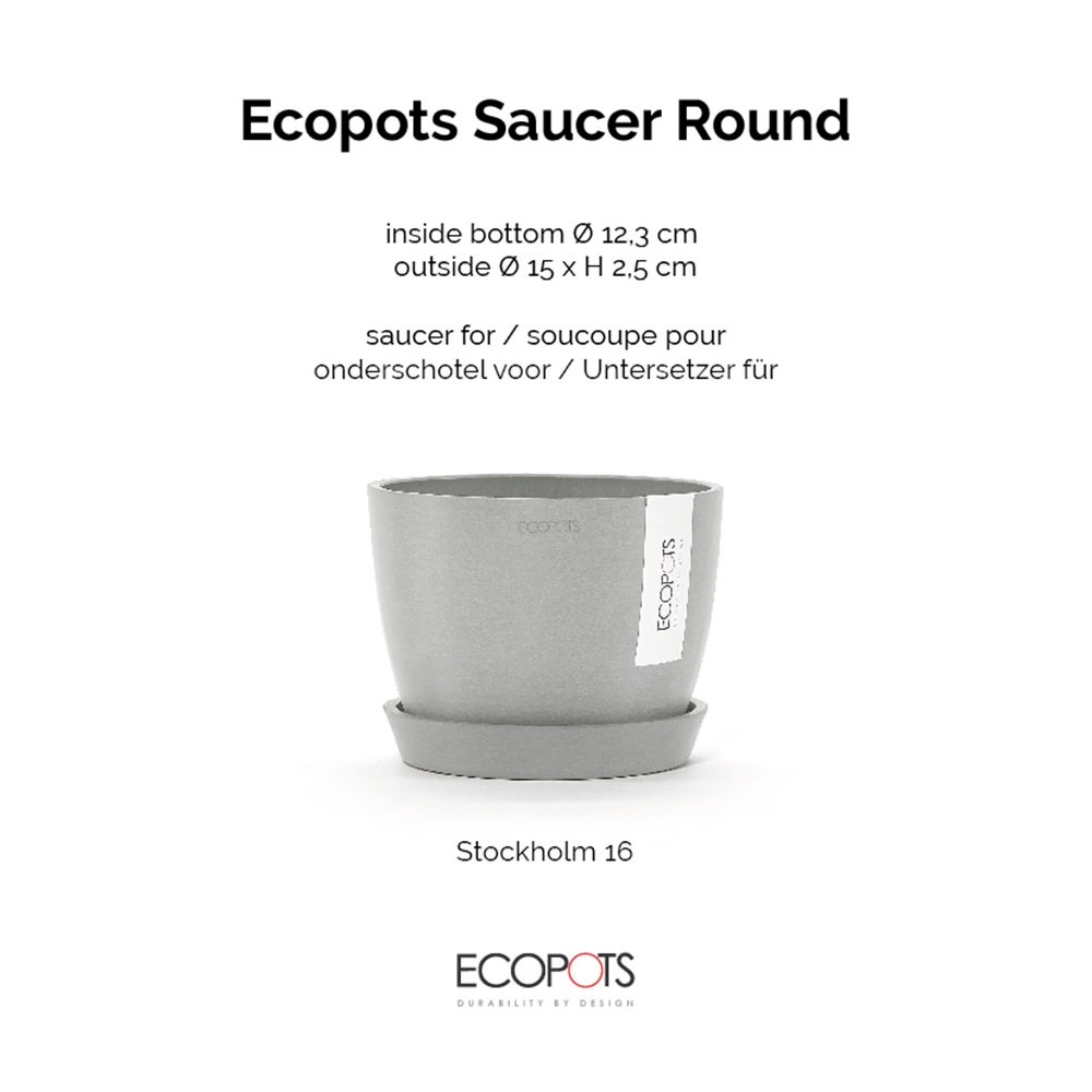 ECOPOTS Blumentopfuntersetzer »ROUND SAUCER White Grey« BxTxH: 15x15x2,5 cm