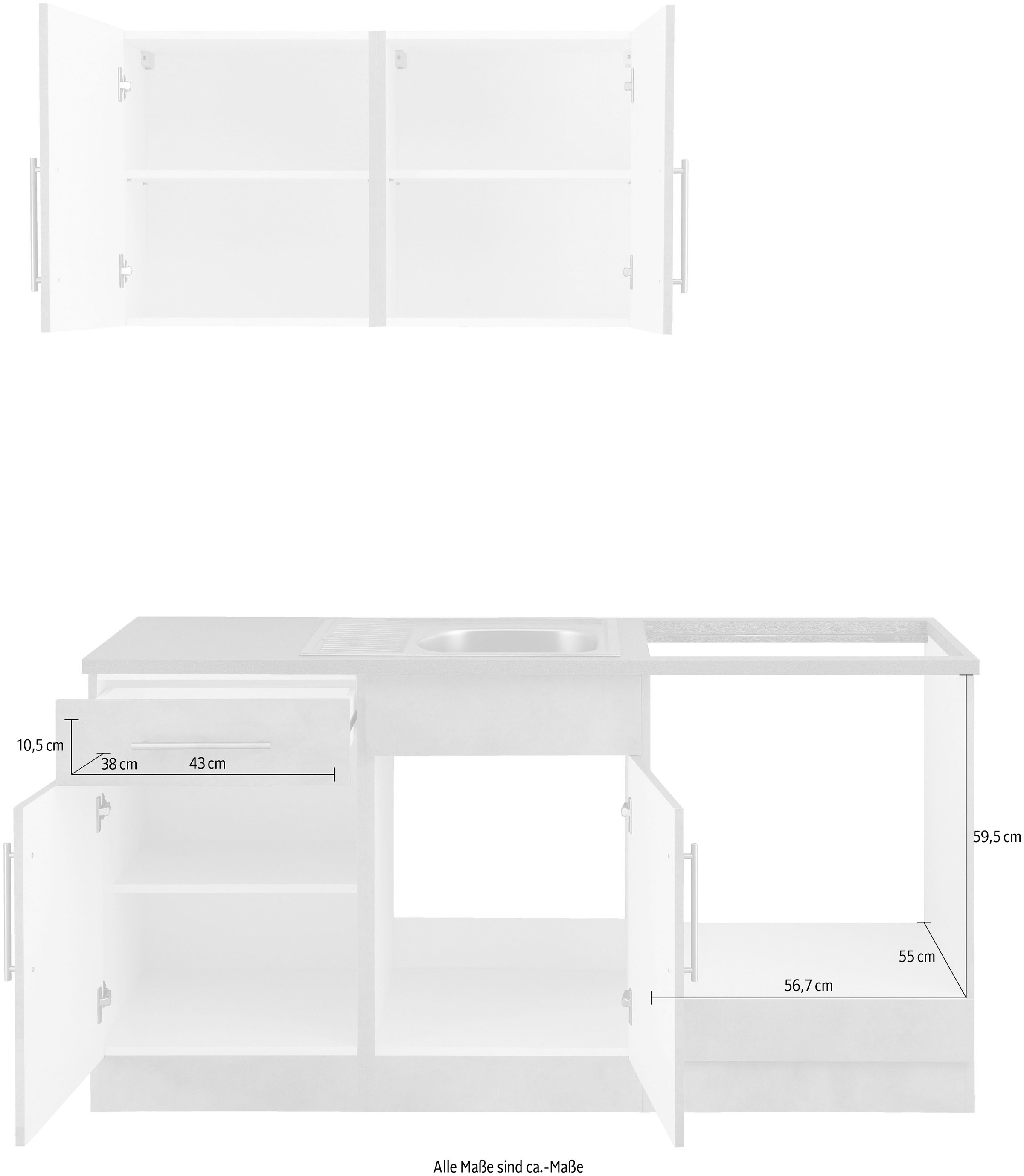 wiho Küchen Küche »Cali« wahlweise mit E-Geräten, Breite 160 cm