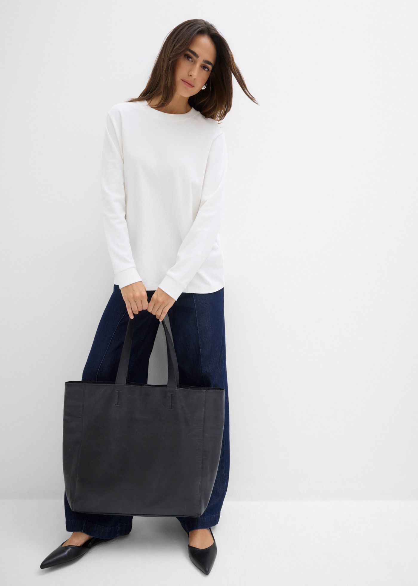 bonprix Langarmshirt Oversize-Passform, aus reiner Baumwolle, im Casual-Stil