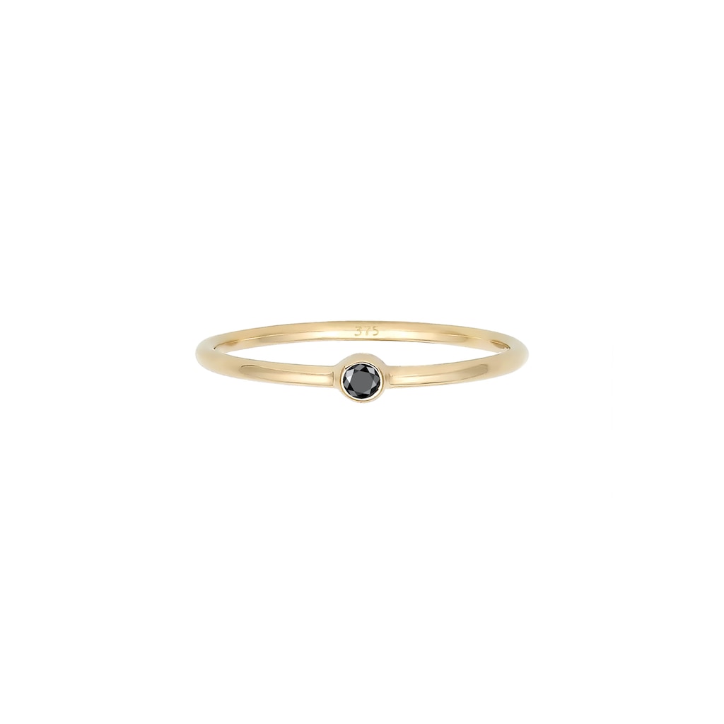 Elli DIAMONDS Verlobungsring »Solitär Schwarzer Diamant (0.03 ct) 375er Gelbgold«