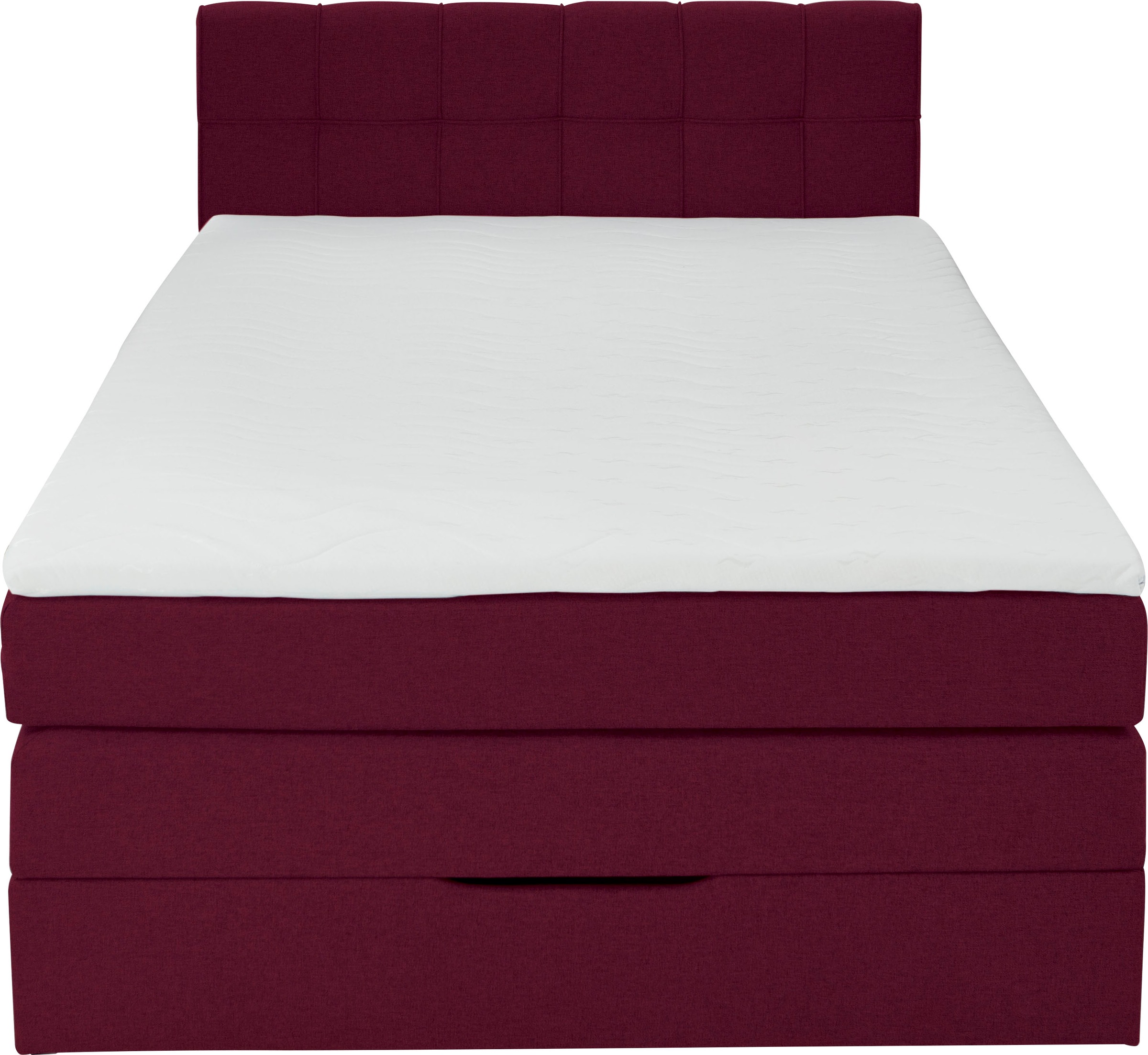 Boxspringbett HOME AFFAIRE "Fornoli", rot, B:140cm L:210cm, Komplettbetten, Boxspringbett, inkl. Topper und Bettkasten, H3 in zwei Matratzenarten 2