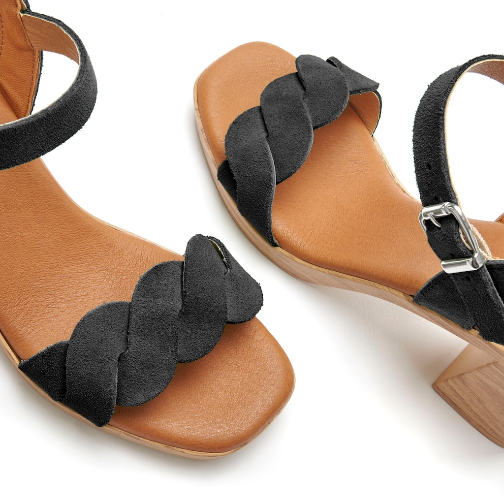 LASCANA Sandalette, aus weichem Leder mit Blockabsatz