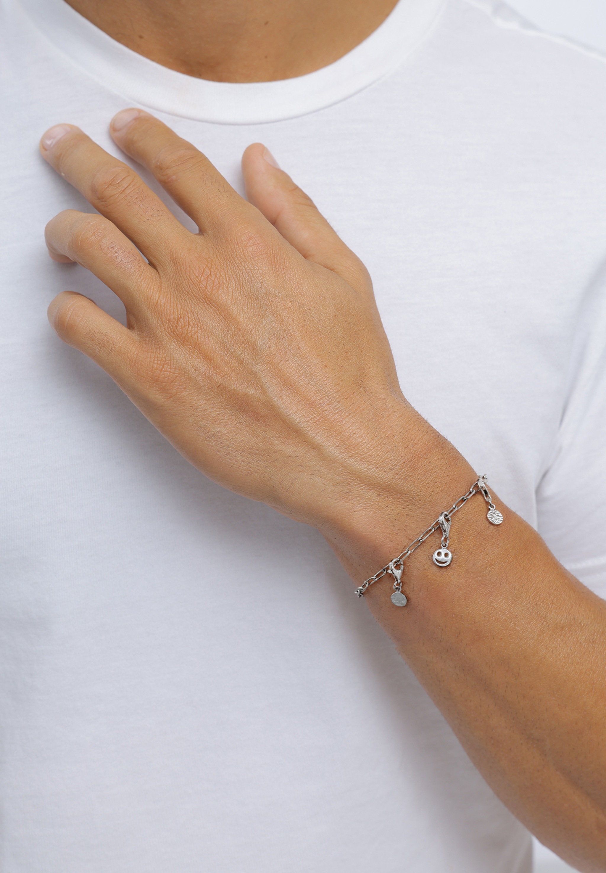 Kuzzoi Armkette »Armband Smiling Face Charm Anhänger 925 Sterling Silber«