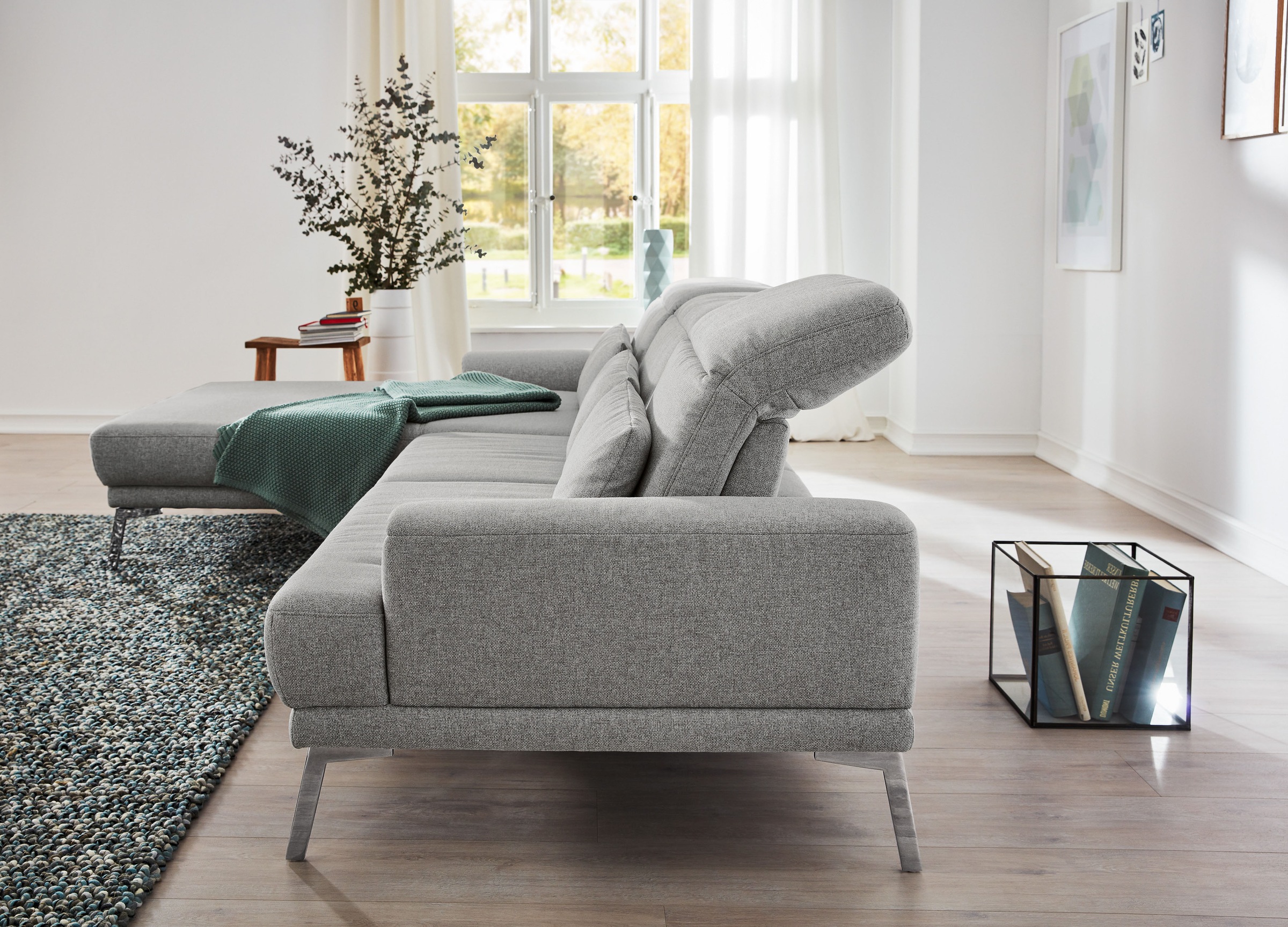 Musterring Ecksofa »MR 4580«, mit Kopf- und Sitztiefenverstellung, Metallfuß chrom, 288 x 193/220cm