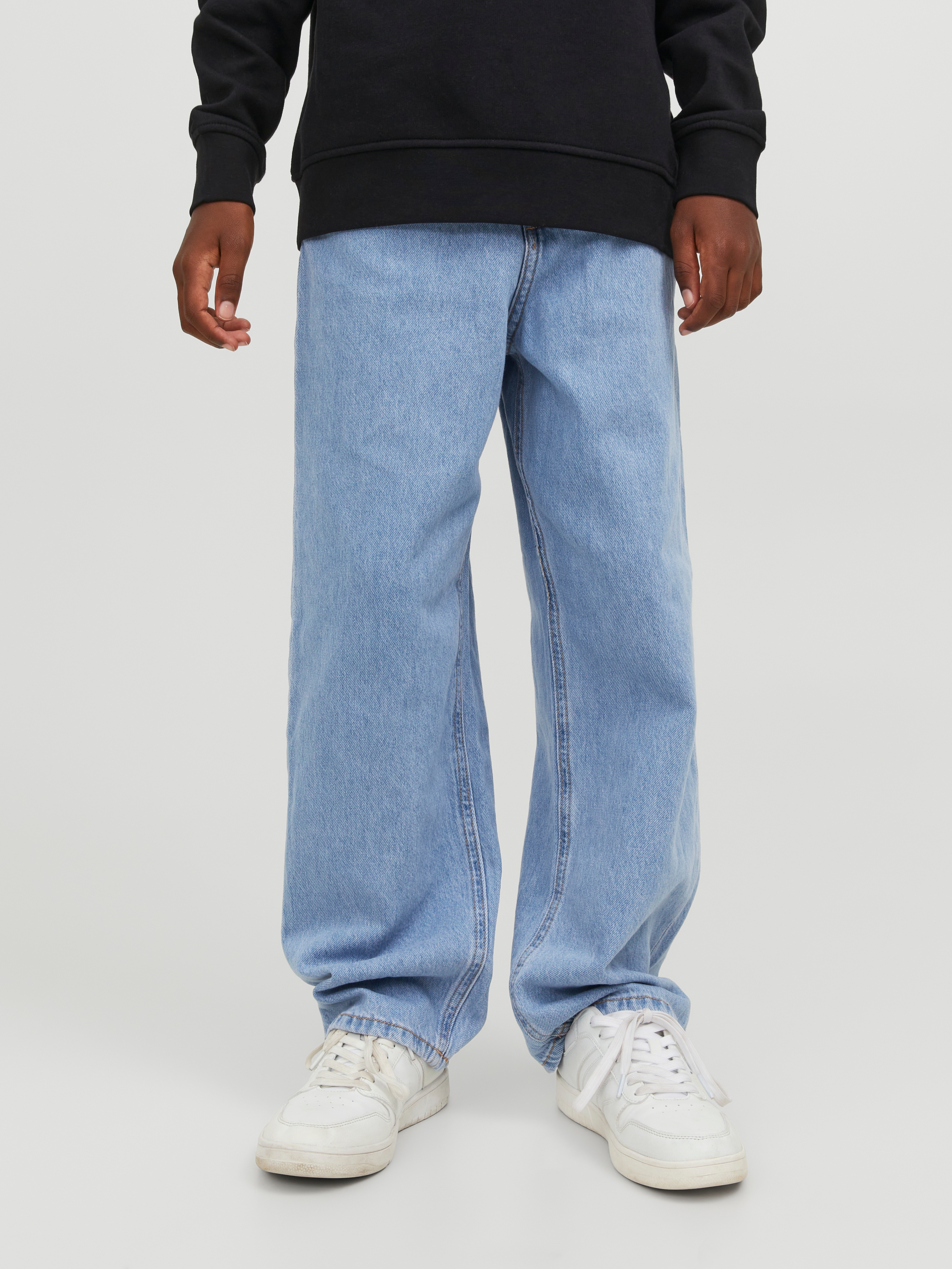 Jack & Jones Junior 1100000002199 "JJIALEX mit Baggy Fit und hoher Taille" Abriebeffekte, modisch, relaxed fit, Denim