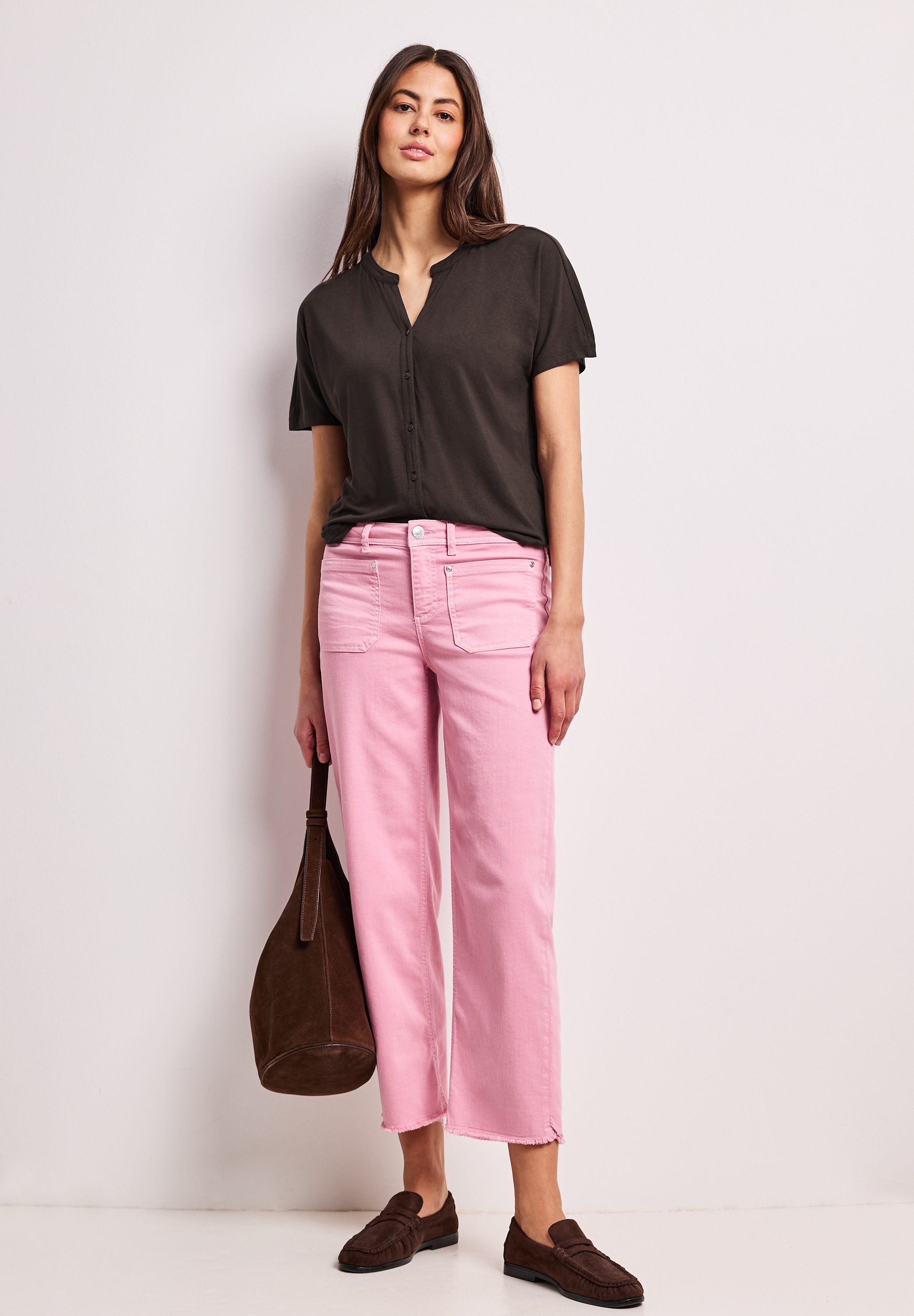 STREET ONE Tunikashirt mit geschlitztem Rundhalsausschnitt