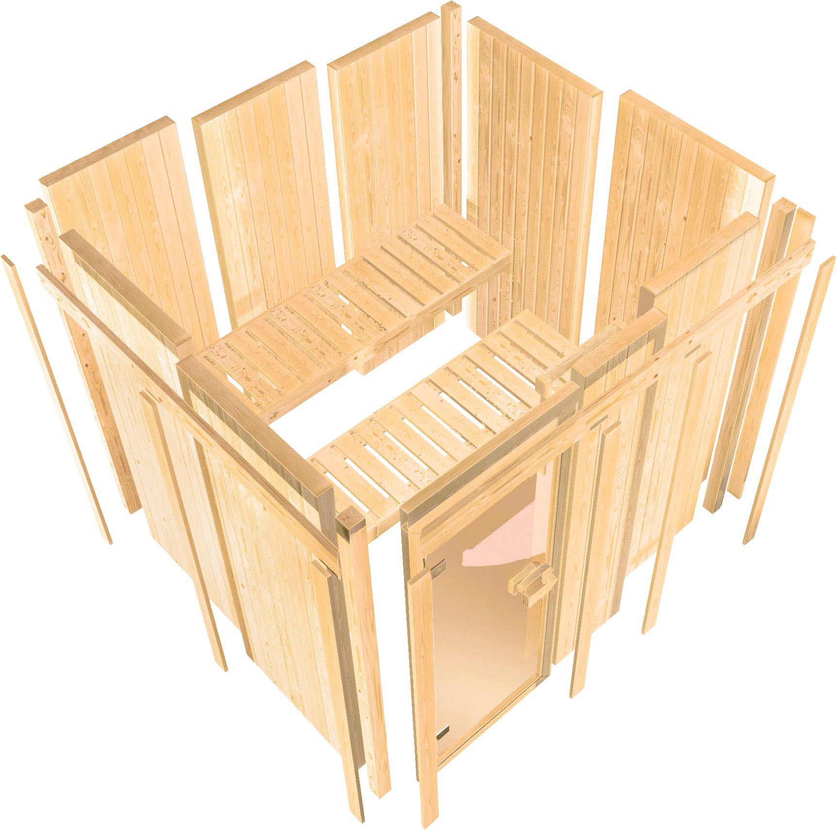 Karibu Sauna »Clara« Set,  Ofen 9 kW Bio externe Strg easy