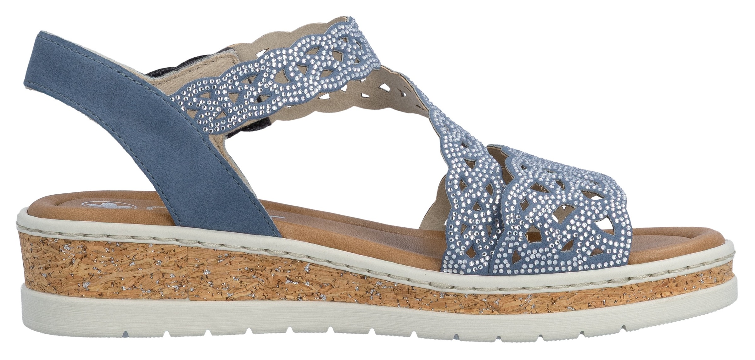 Rieker Keilsandalette  Keilsandalette, Sommerschuh, Urlaubsschuh mit Glitzersteine