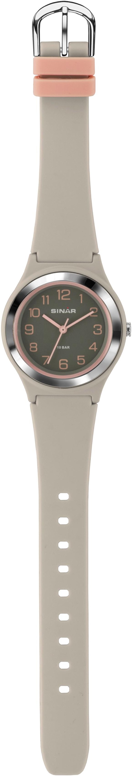 SINAR Quarzuhr, Armbanduhr, Damenuhr,Jugendliche, Silikonarmband, bis 10 bar wasserd.