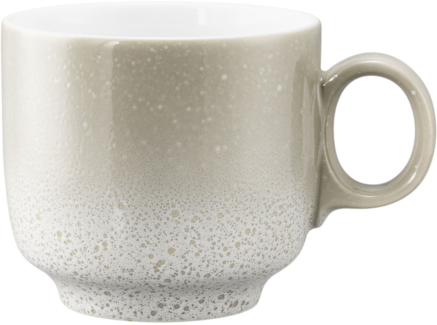 Cappuccinotasse SELTMANN WEIDEN "Sento Home", beige, cream, weiß, gesprenkelt, B:11,9cm H:8cm Ø:8,8cm, Porzellan, Trinkgefäße, Cappuccinotasse, Kaffeetasse mit Henkel, 330 ml