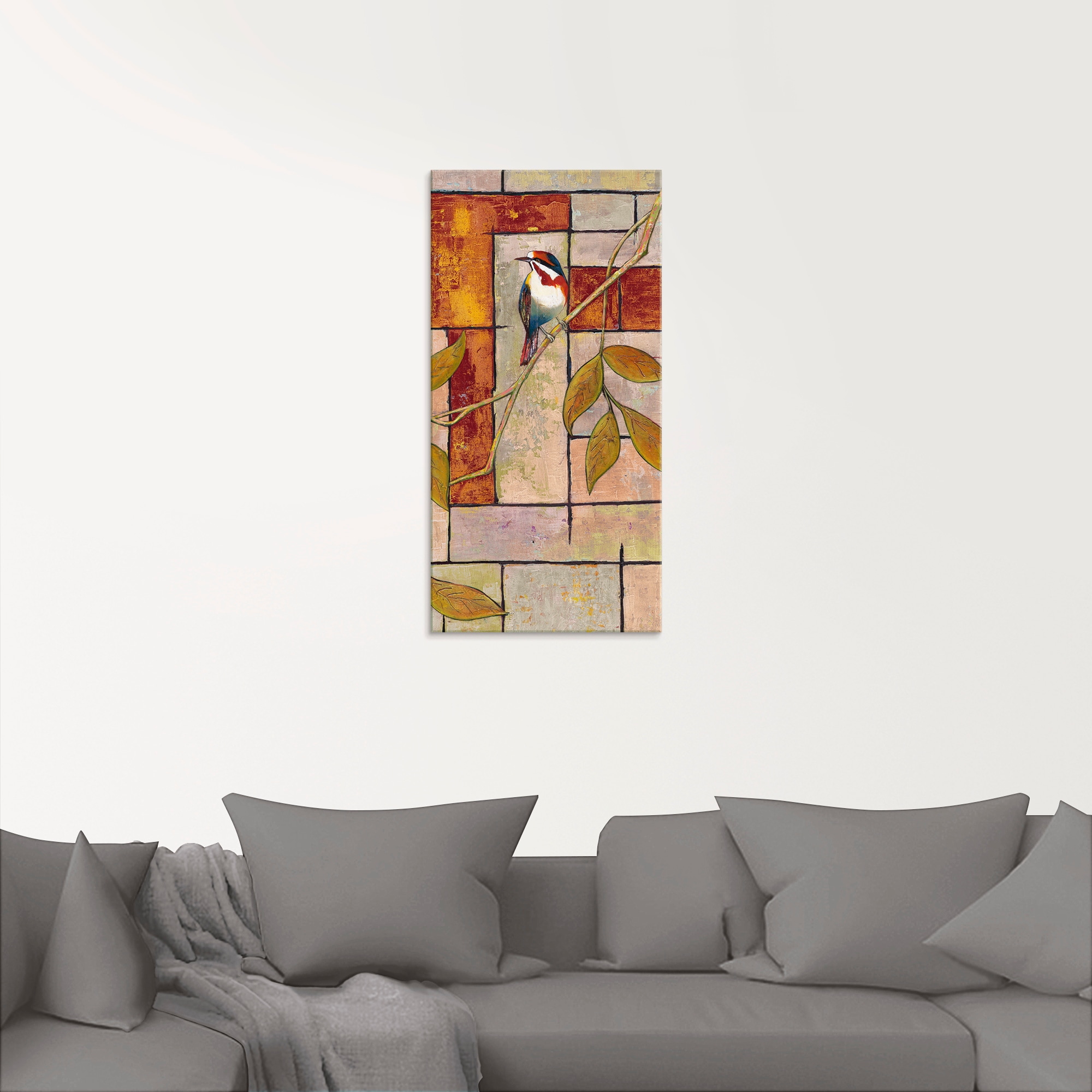 Artland Glasbild »Vogel auf einem Ast II«, Vögel, (1 St.), in verschiedenen Größen