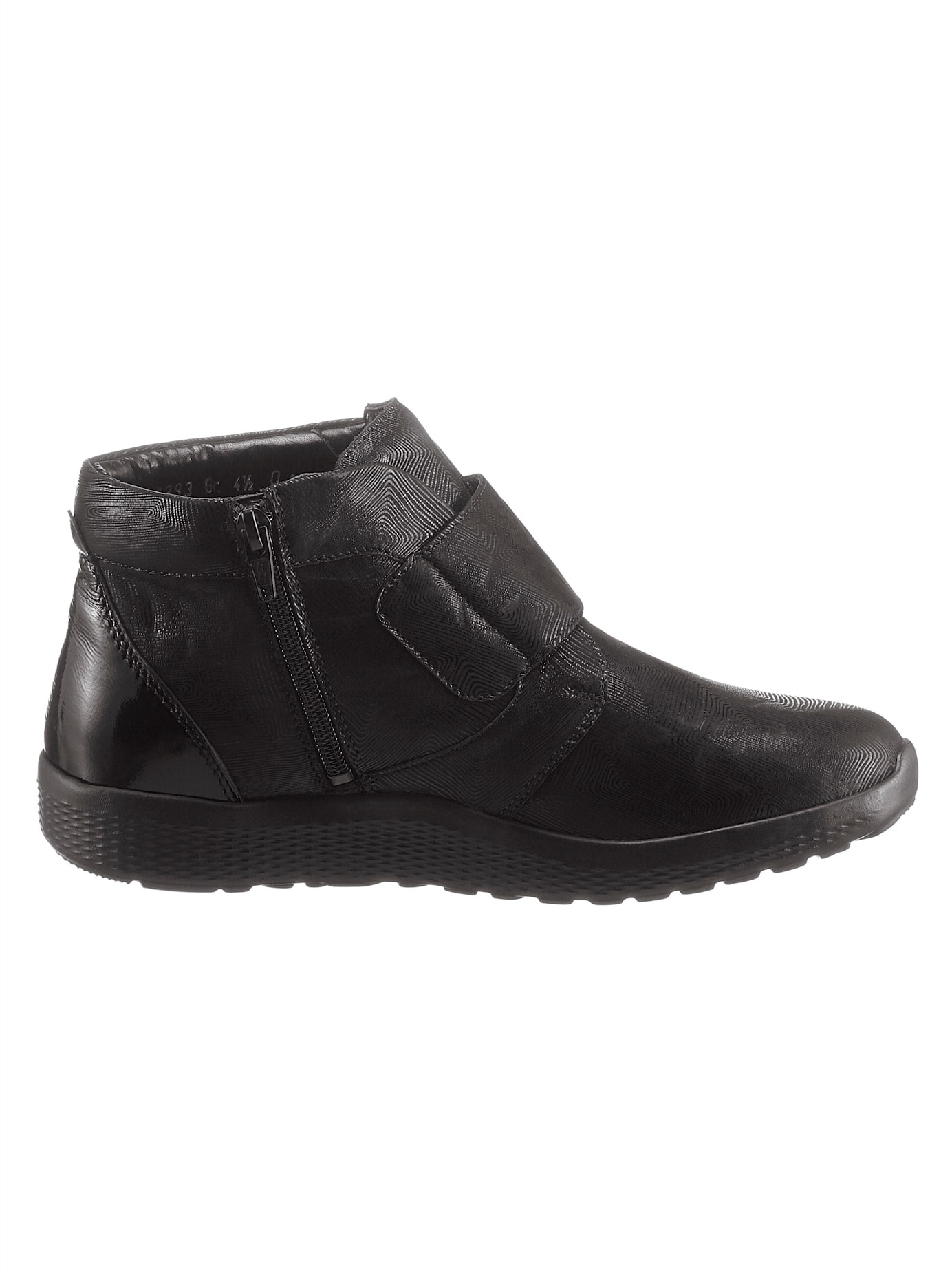 Stiefelette WALDLÄUFER, Damen, Gr. 6,5, schwarz (schwarz, gemustert), Lackleder, Nubukleder, Basic, Schuhe Stiefelette 2