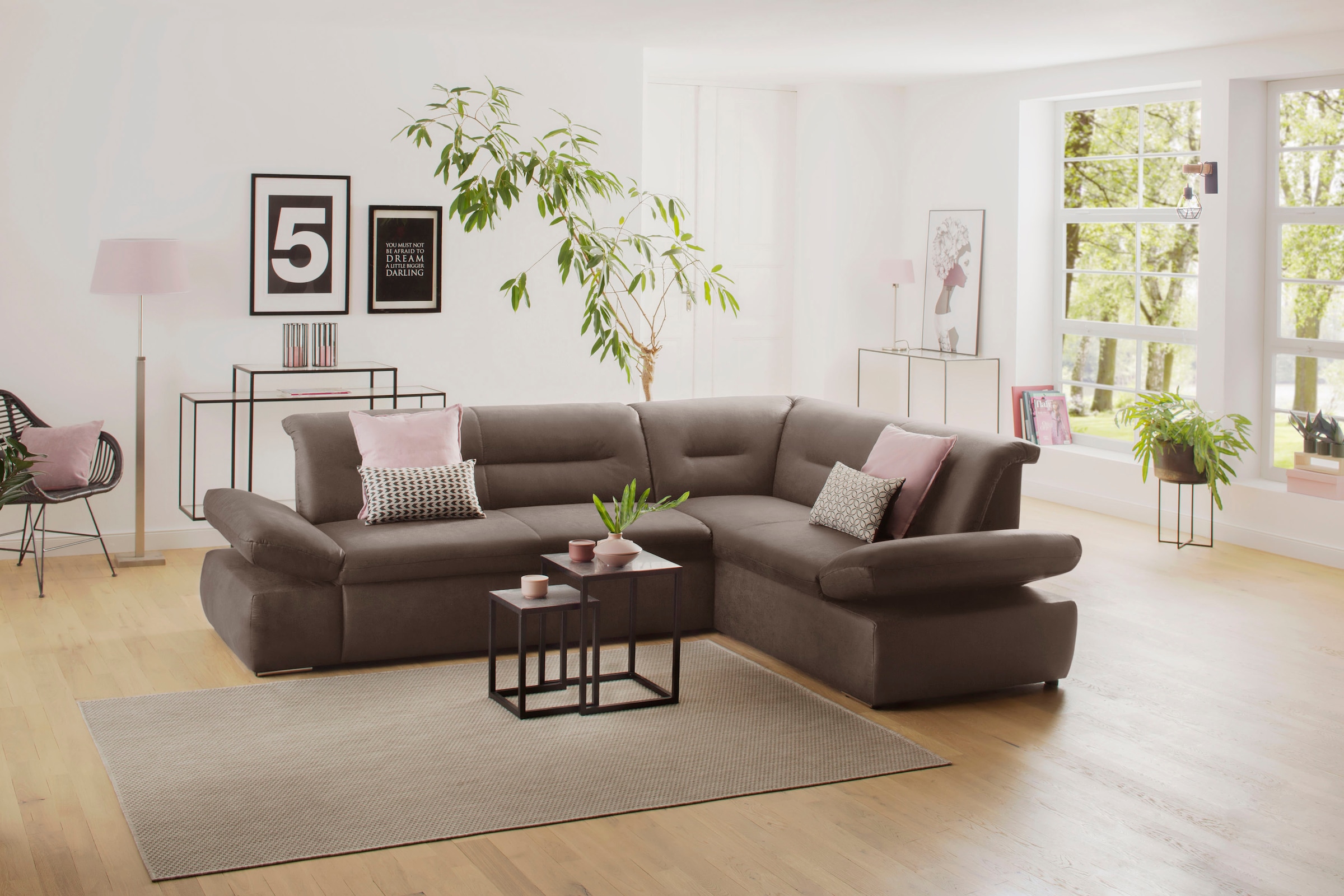 Ecksofa »Avesa L-Form«, Wahlweise mit Arm- und Bettfunktion, B/T/H: 275/211/80 cm