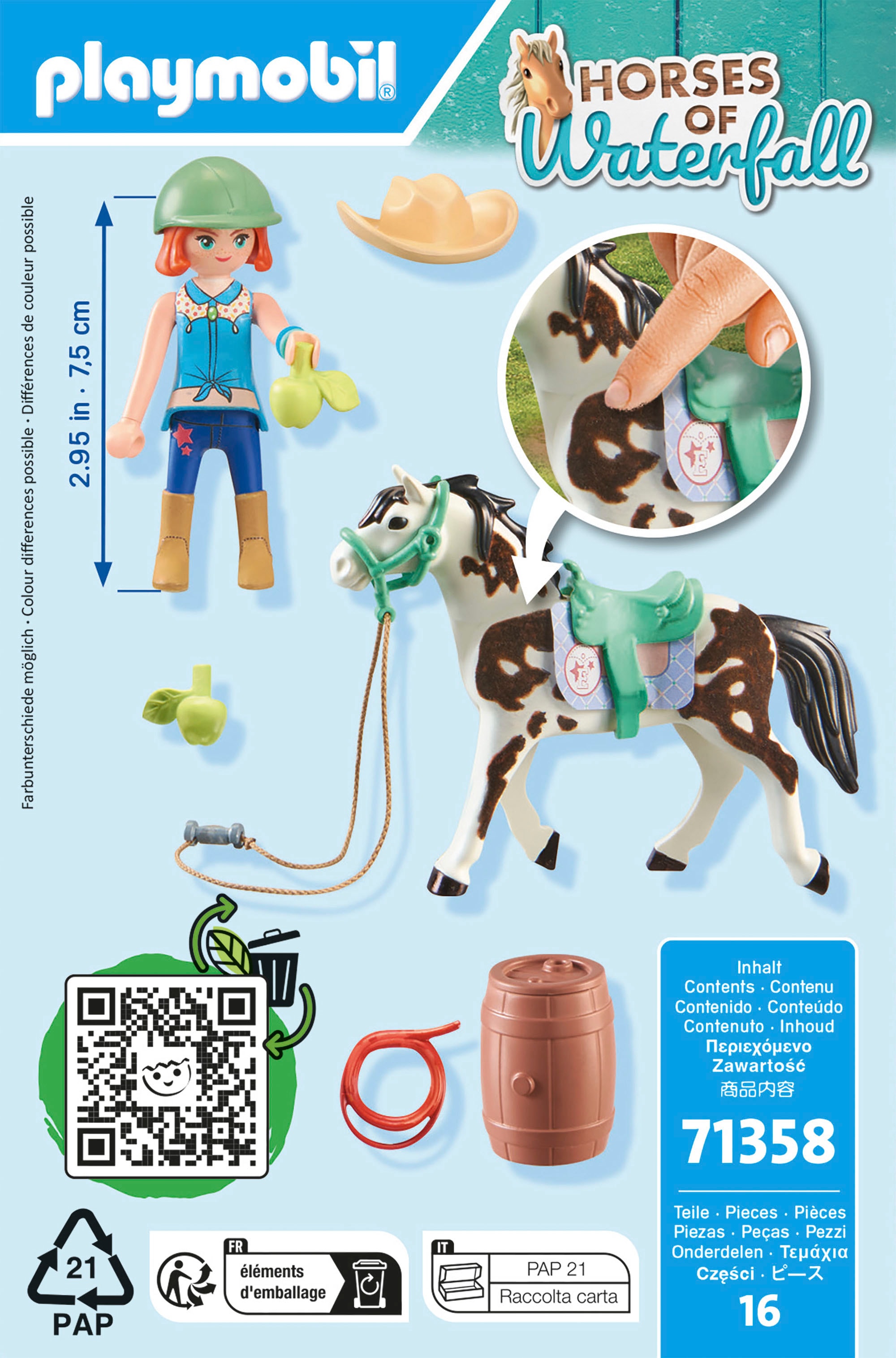 Playmobil® Konstruktions-Spielset »Ellie & Sawdust mit Westernübung (71358), Horses of Waterfall«, (16 St.)