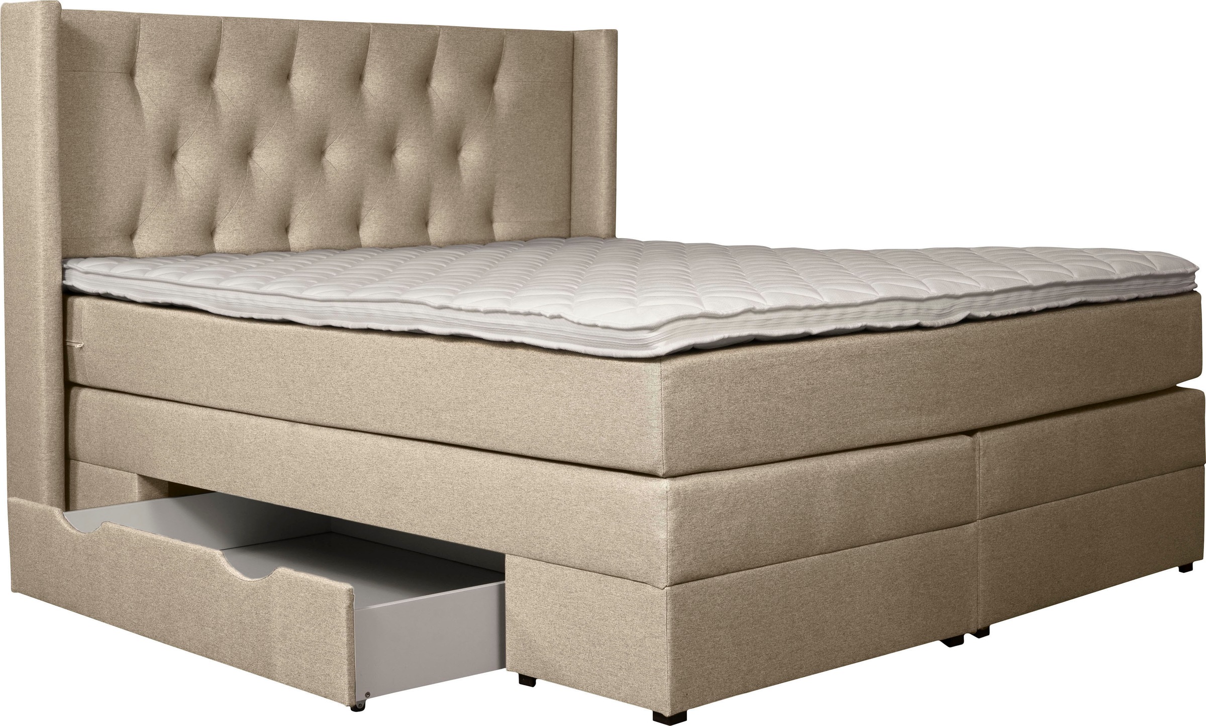 Places of Style Boxspringbett »Elegance«, mit schöner Knopfheftung, in den Härtegraden H2 & H3, inkl. Schubladen
