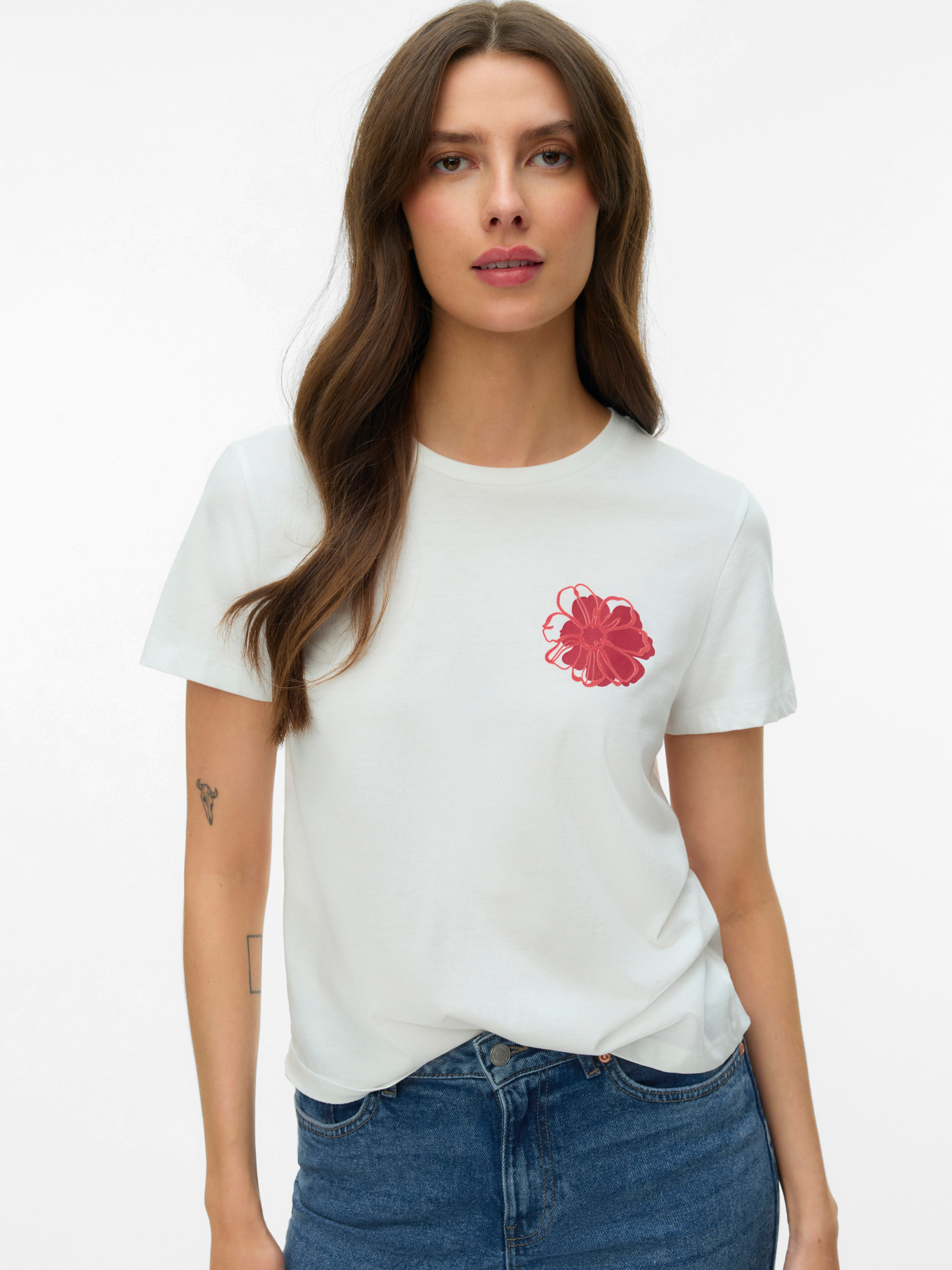 Vero Moda Kurzarmshirt "VMVANJA SS TOP BOX JRS" Baumwolle