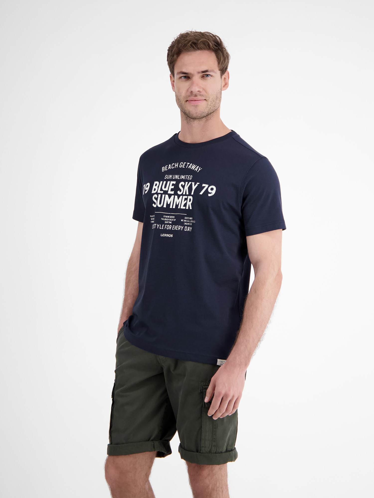 LERROS T-Shirt »LERROS Herren T-Shirt mit Brustprint«