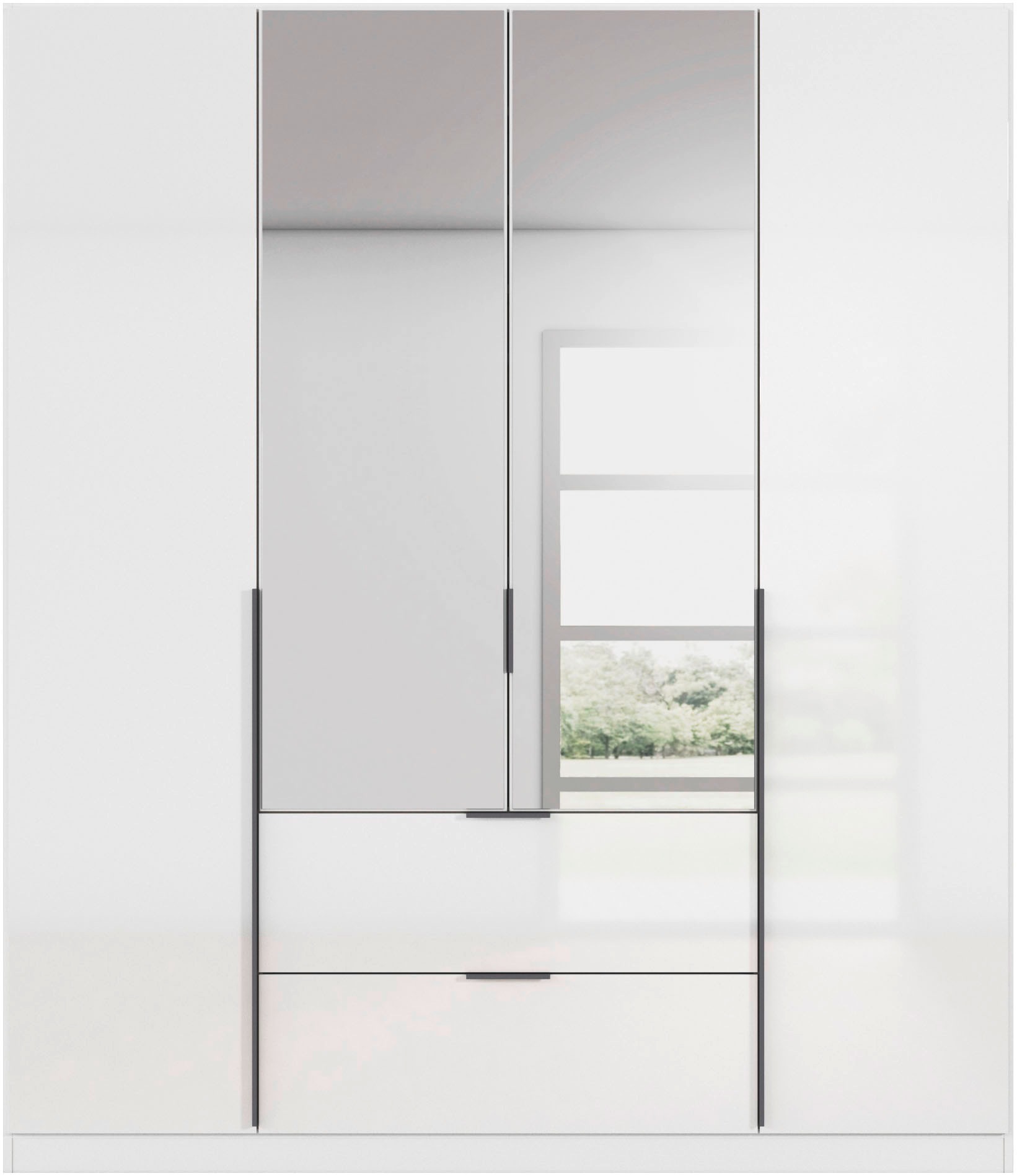 rauch Drehtürenschrank »Kleiderschrank Schrank Garderobe AGORDO mit Dekor- oder Hochglanzfront«, (in zwei Griff-Farben mit Dekor- oder Hochglanzfront), mit Außenschubkästen, in 6 Breiten und 2 Höhen MADE IN GERMANY