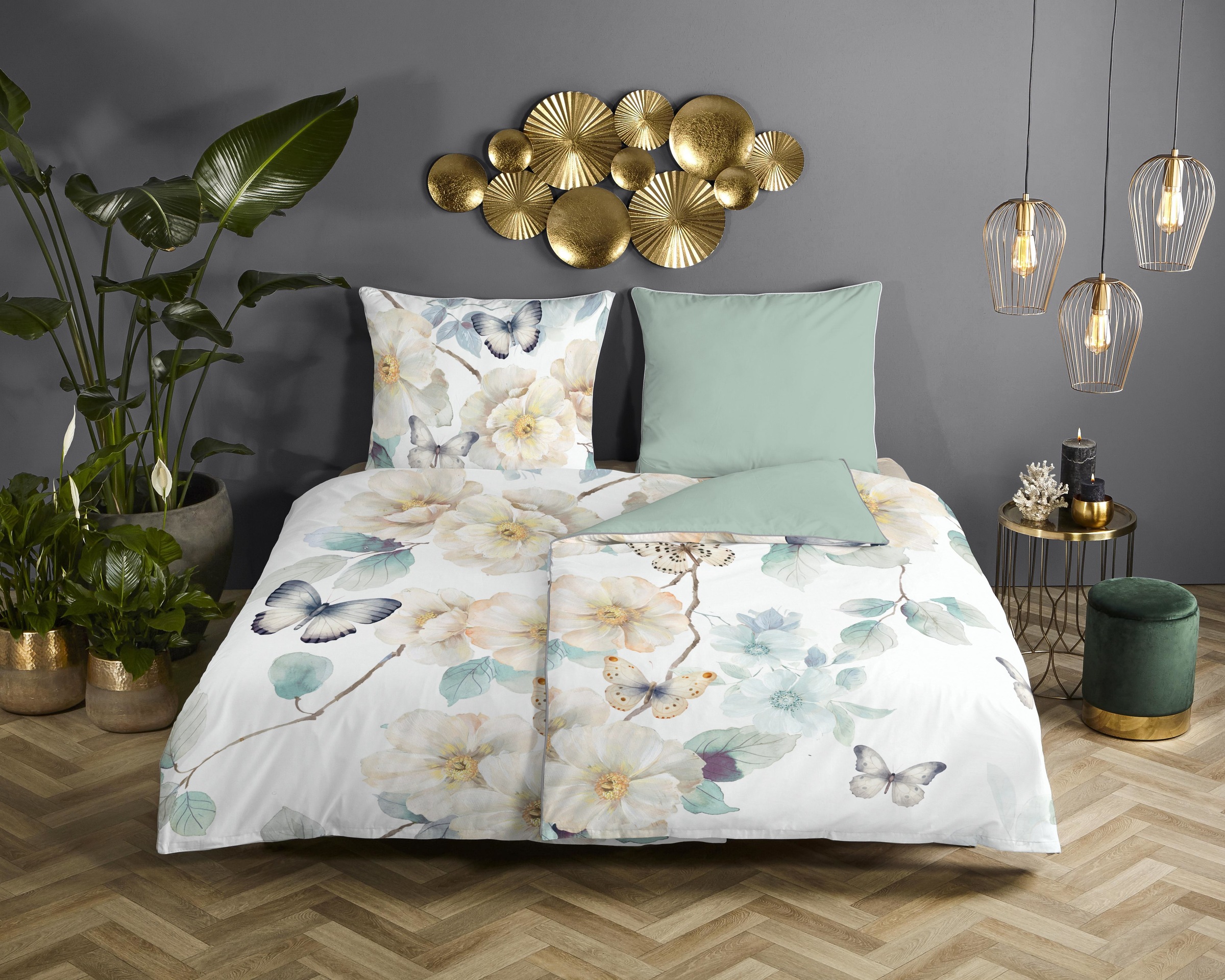 Descanso Wendebettwäsche "Adiwanya" 2 Stk. Satin, Reißverschluss, Paspel, B günstig online kaufen